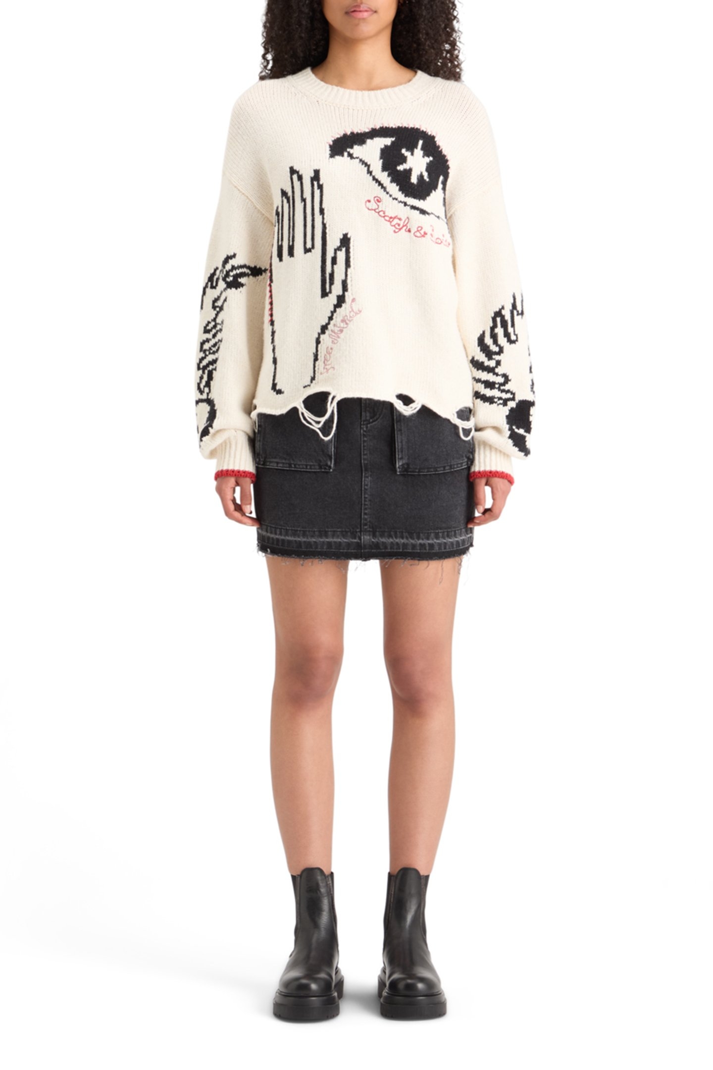 WASHED BLACK DENIM MINI SKIRT WITH CARGO POCKETS CITY BUZZ 6