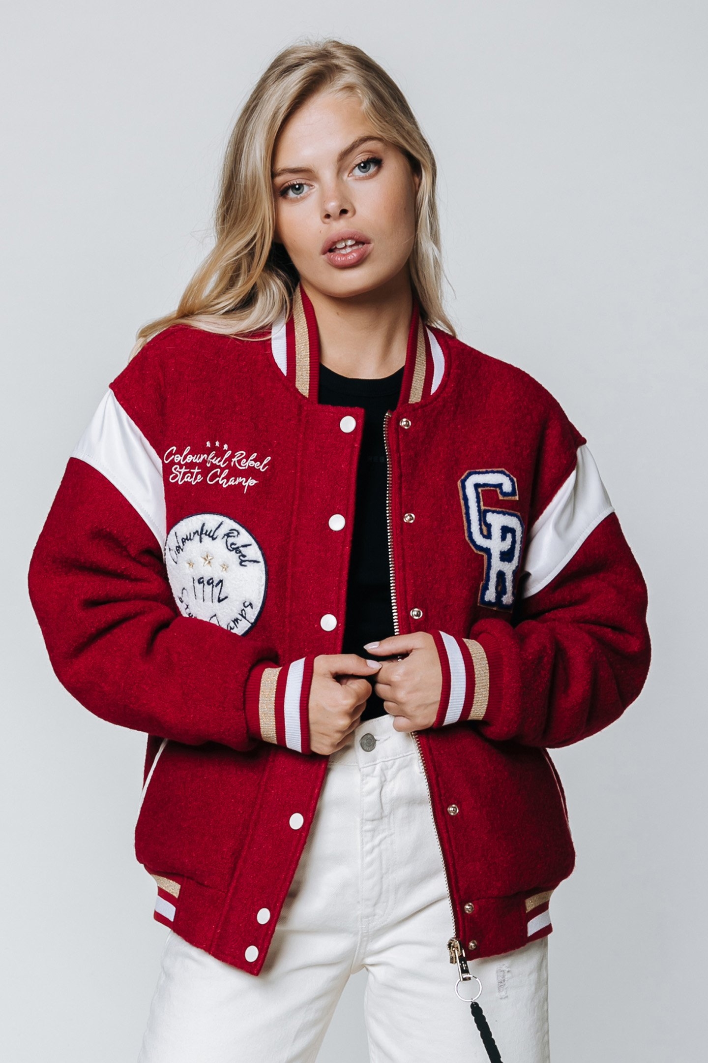 SEN BASEBALL BOMBER JACKET RED 1