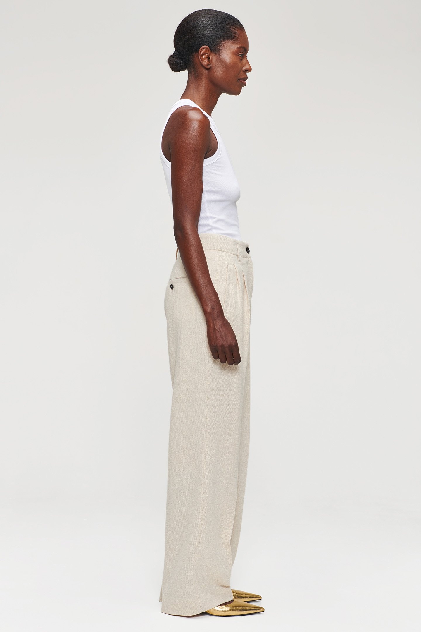 COTTON WOOL MIX PLEATED PANTS SIMPLY TAUPE 5