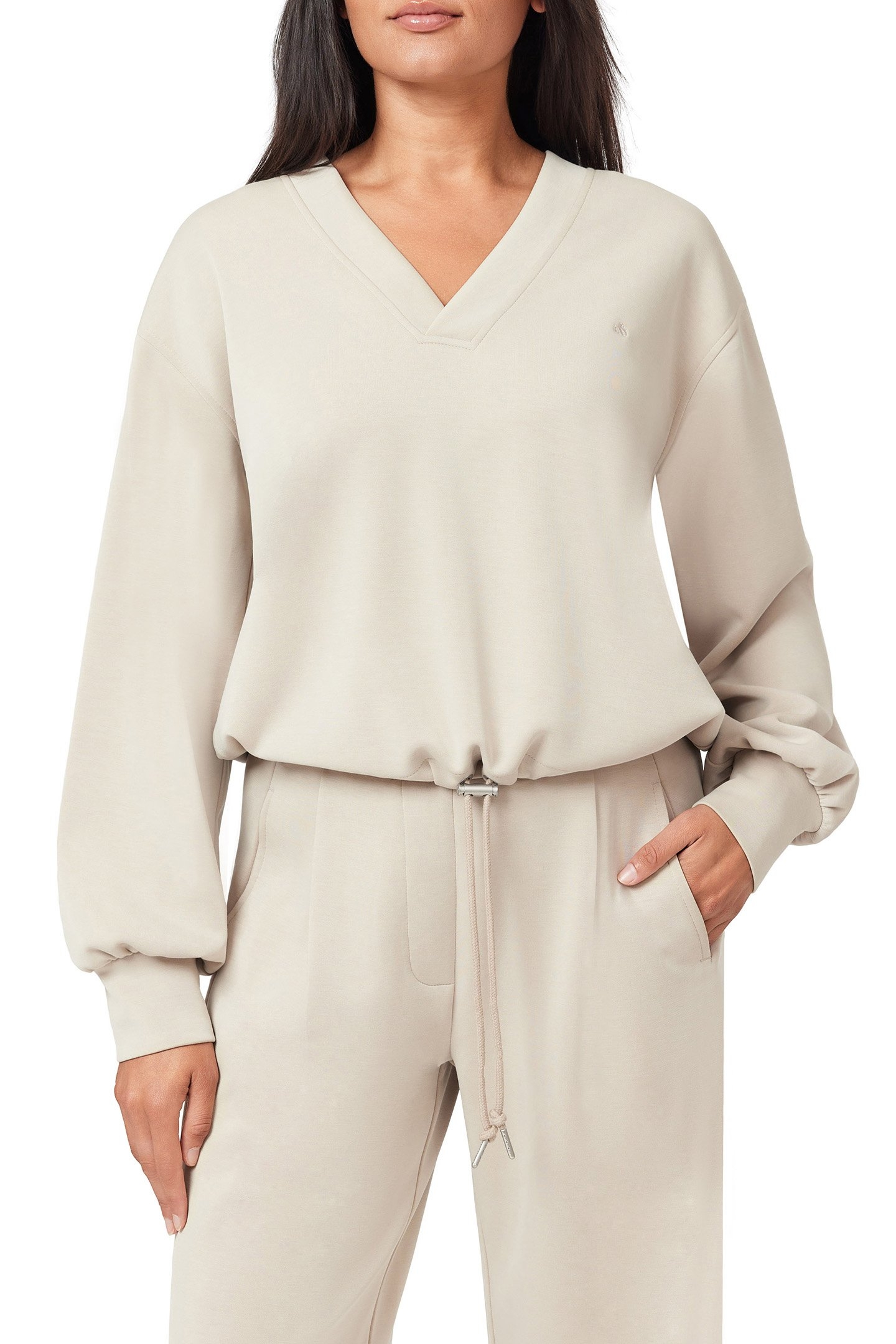 V NECK PULLOVER FEATHER GRAY 1