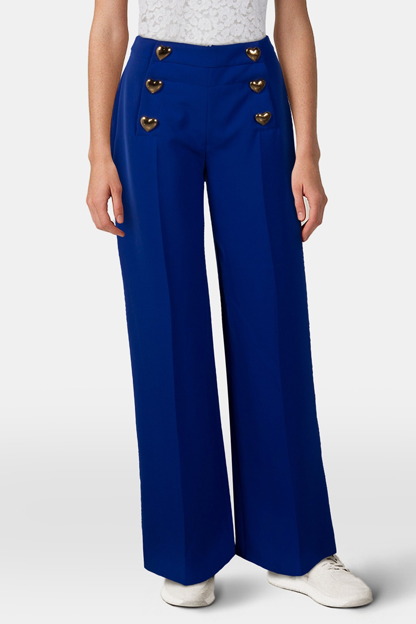 HEART BUTTONS CRÊPE TROUSERS BLUE 1
