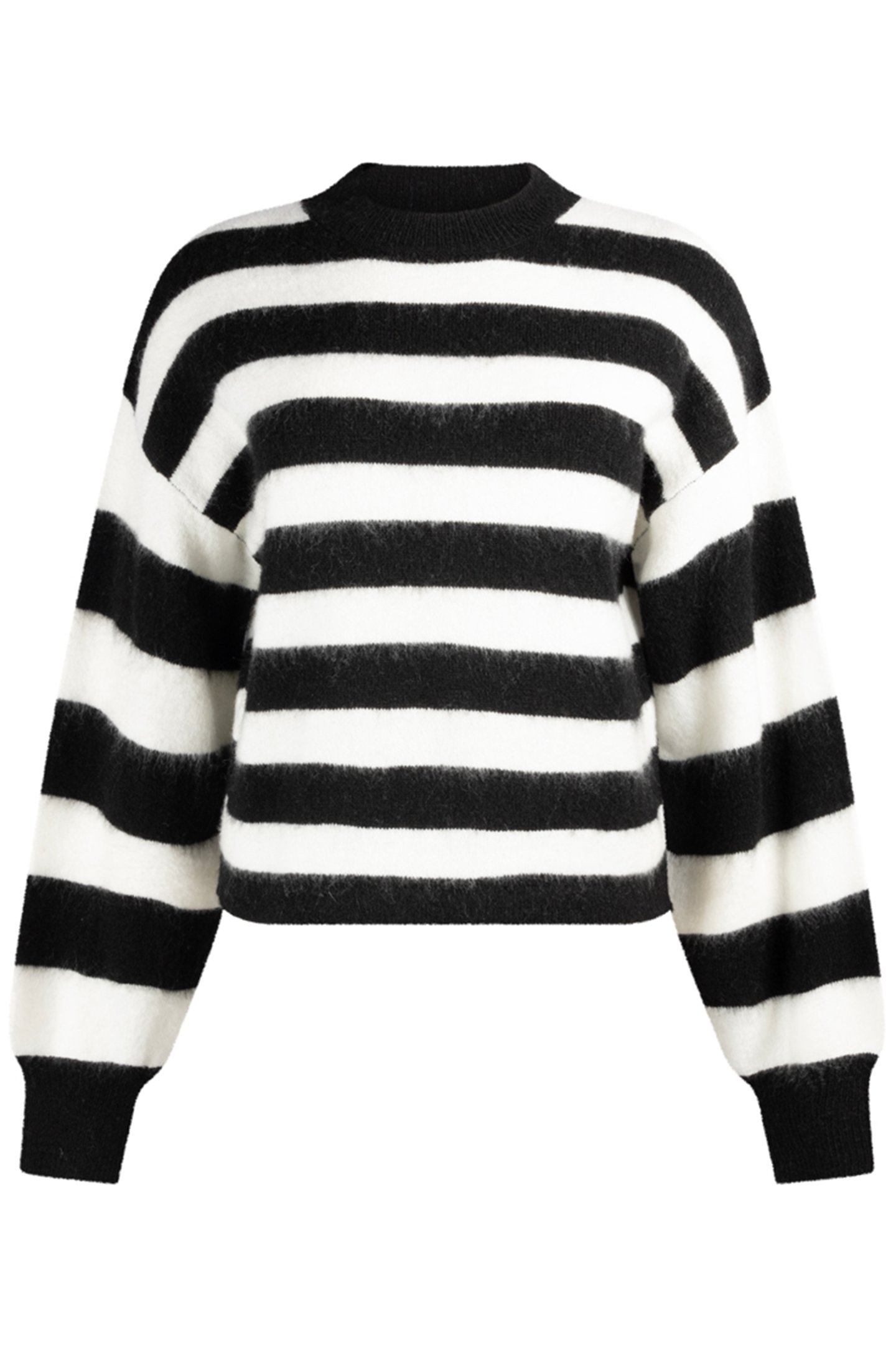 BECKY KNITTED PULL LONG SLEEVE BLACK WHITE STRIPE 1