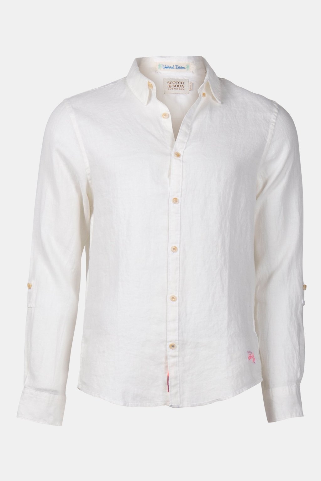 LINEN SHIRT WITH SLEEVE ROLL-UP WHITE 3