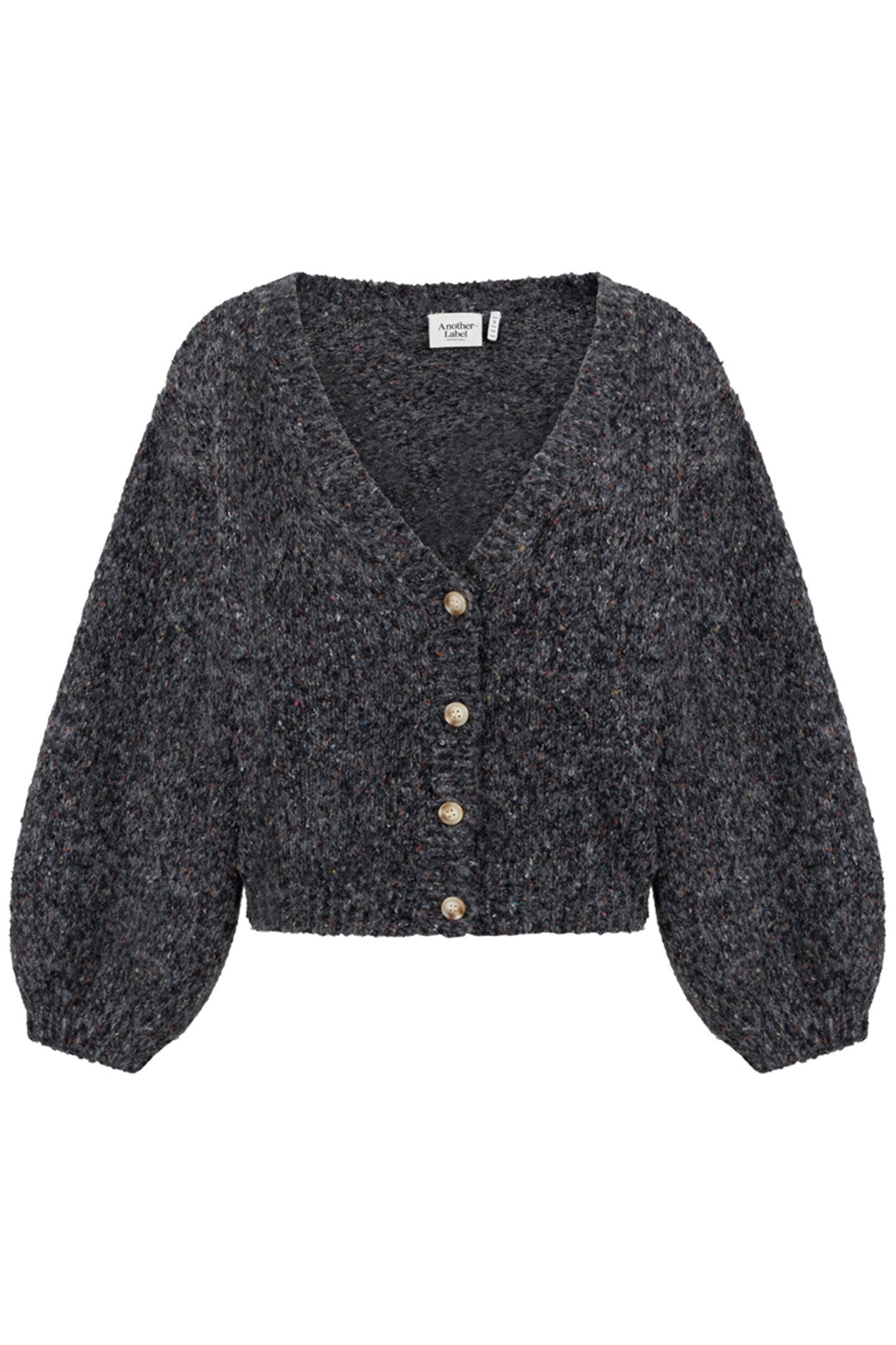 CHARLOTTE KNITTED CARDIGAN LONG SLEEVE BLACK MELEE 1
