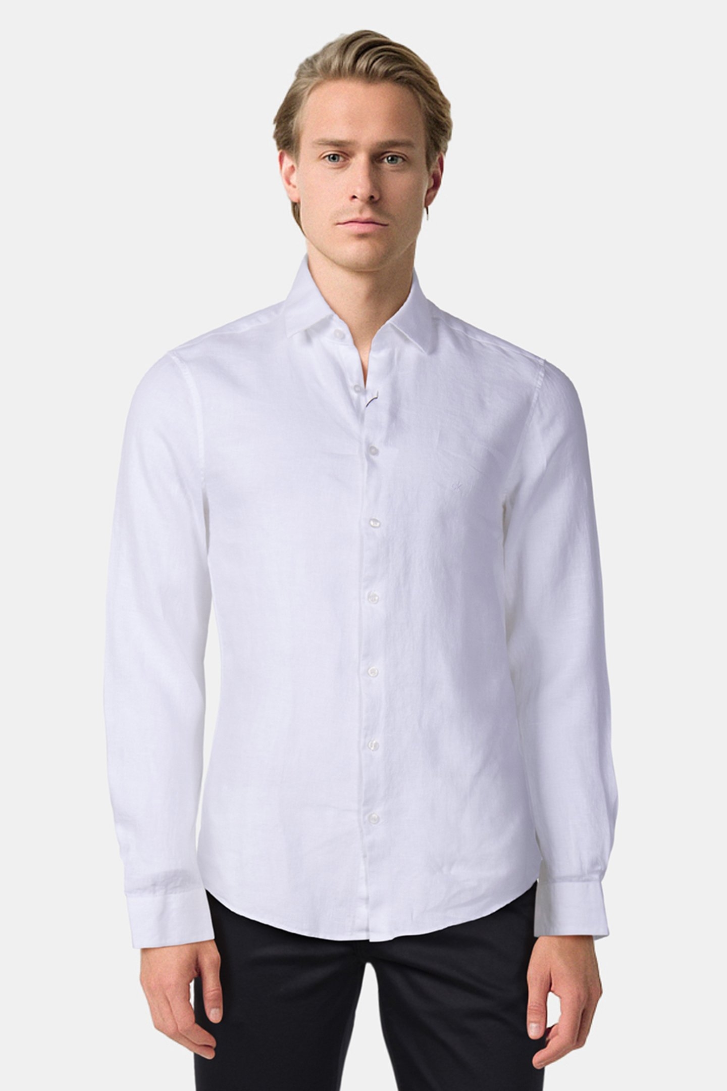 LINEN SOLID SLIM SHIRT WHITE 1