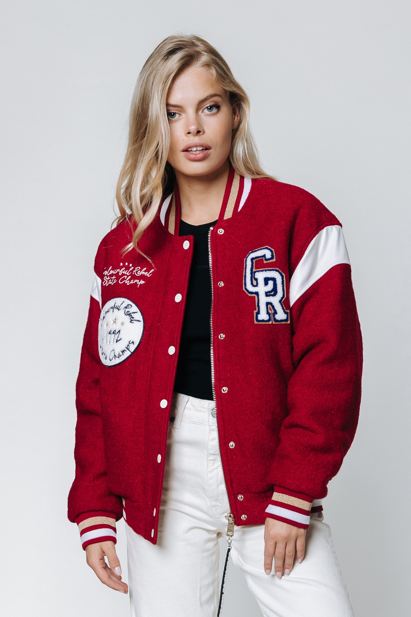 SEN BASEBALL BOMBER JACKET RED 4