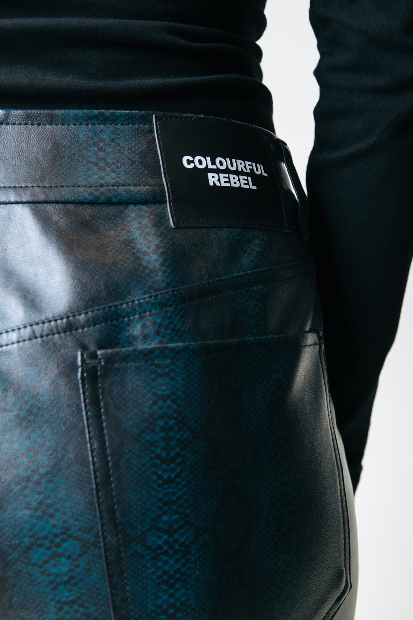 RUSSY SNAKE VEGAN LEATHER HIGH WAIST PANTS ATLANTIC GREEN 5