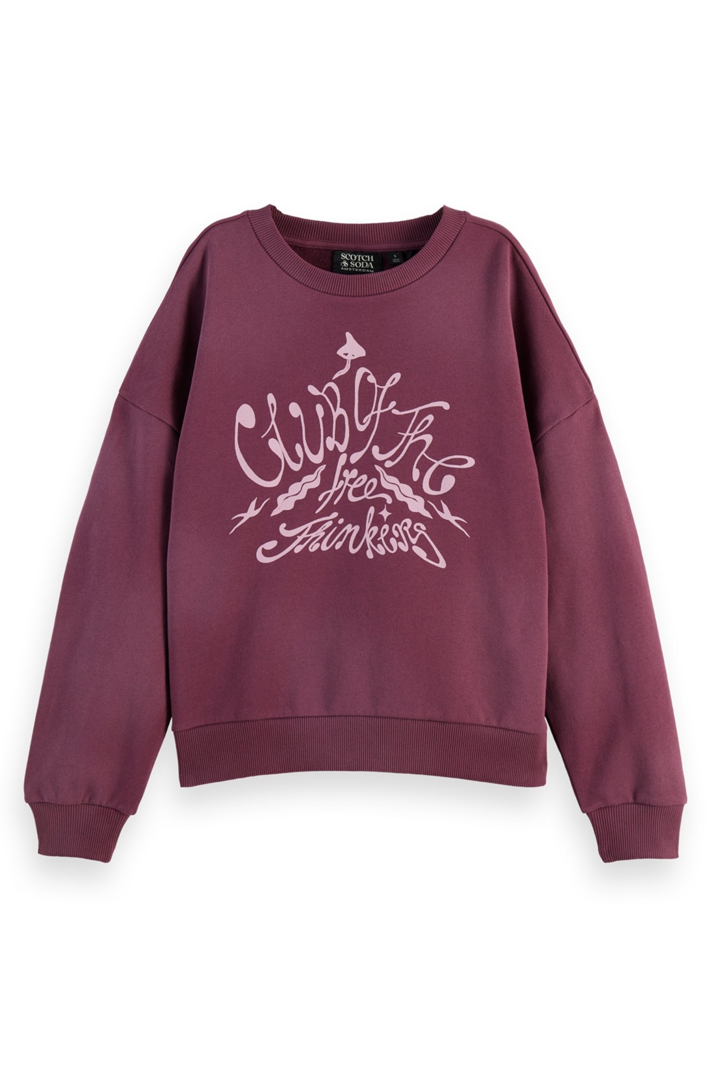 CHEST ARTWORK BOYFRIEND FIT SWEATSHIRT BERRY 1