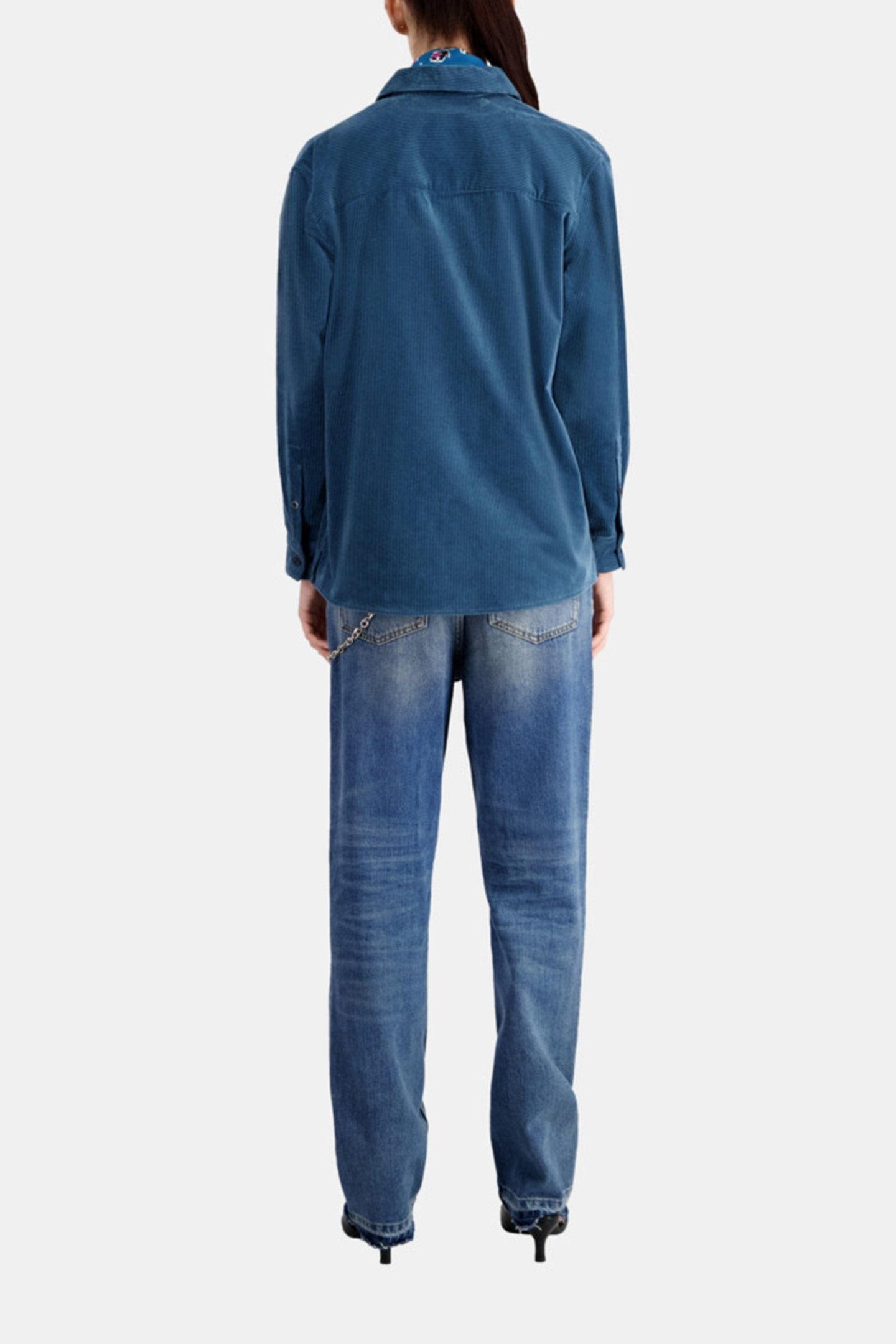 LONG-SLEEVED CORDUROY SHIRT BLUE PETROL 2