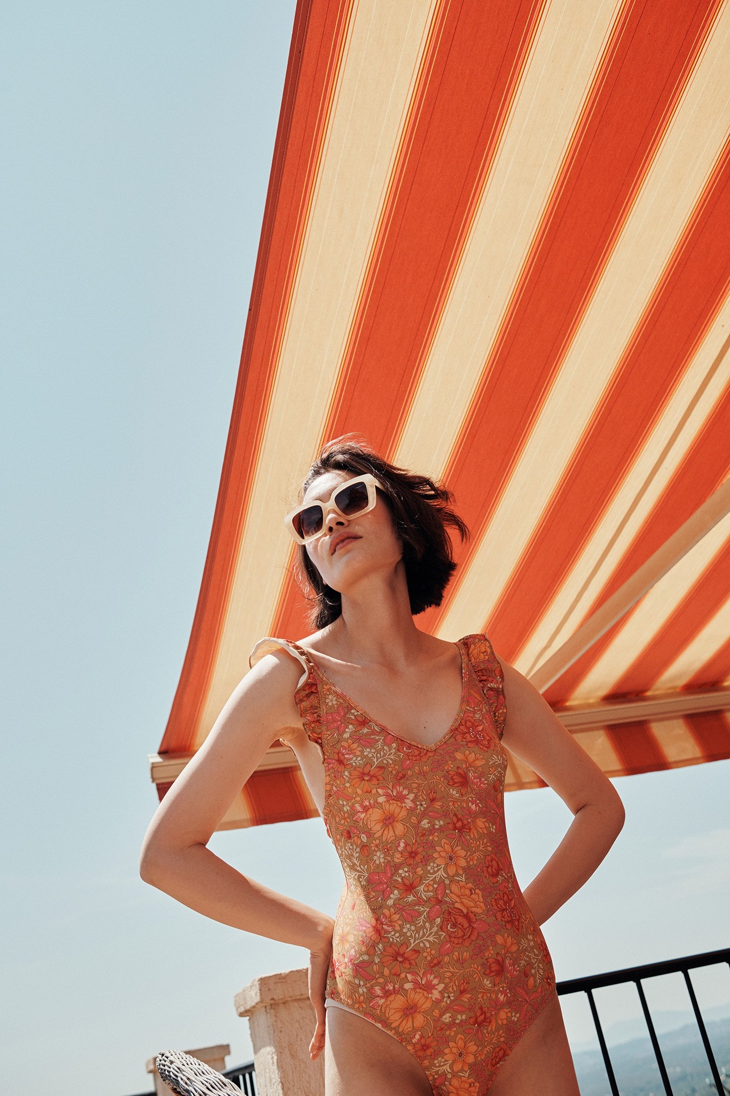 BATHING SUIT REVA KHAKI MULTI FLOWERS 2