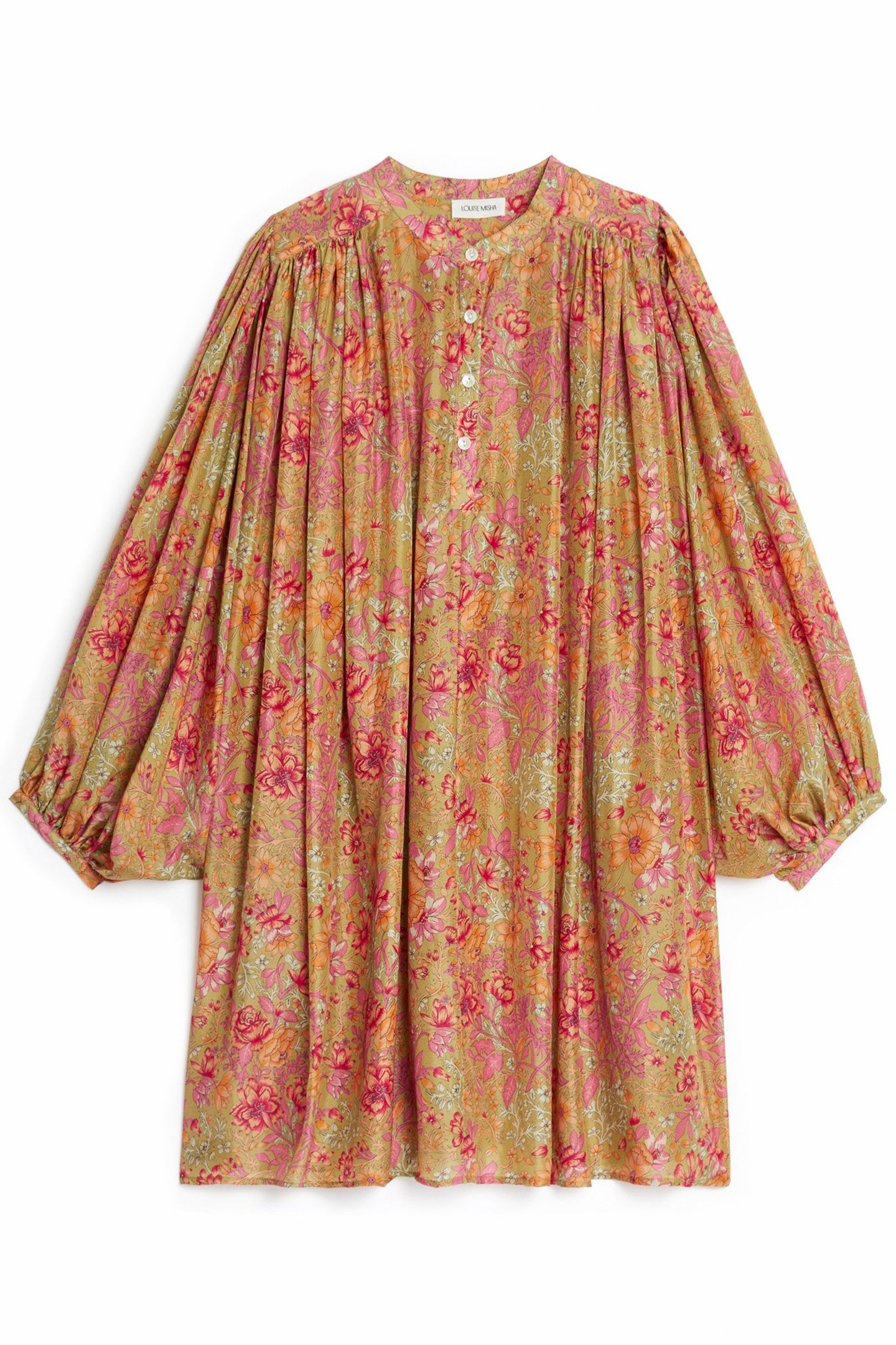 DRESS JEANNETTE KHAKI MULTI FLOWERS 1