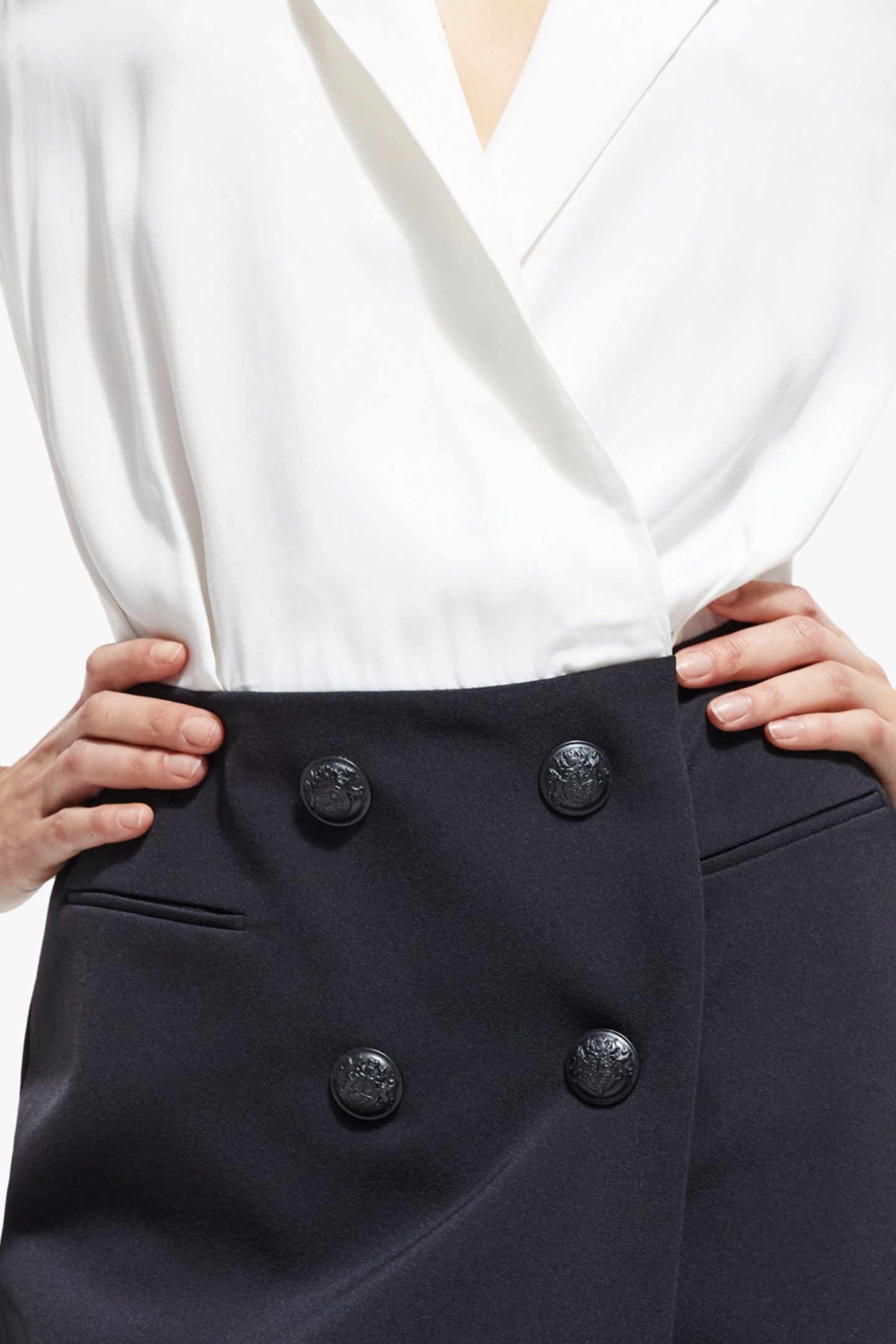 SHORT DRESS WITH SKIRT/BLOUSE DETAIL BLACK WHITE 5