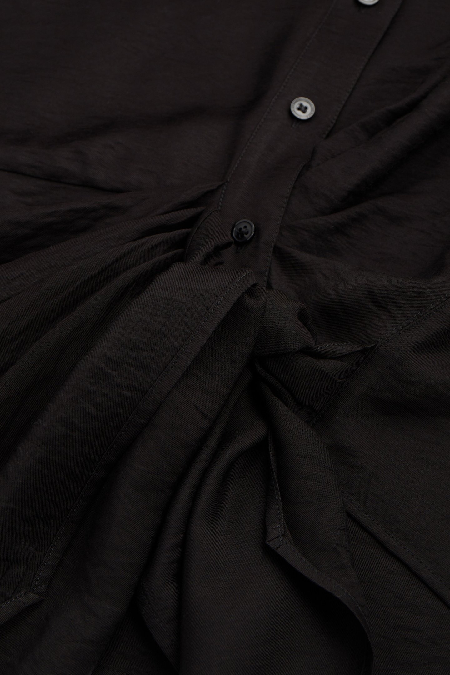 LONG-SLEEVED DRAPED KNOTTED SHIRT BLACK 4