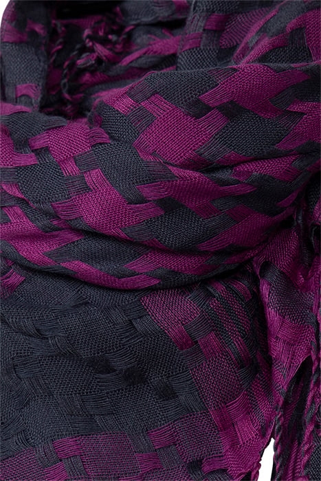 SCARF PIED DE POULE PURPLE FUCHSIA FUCHSIA, PURPLE, GREY 3