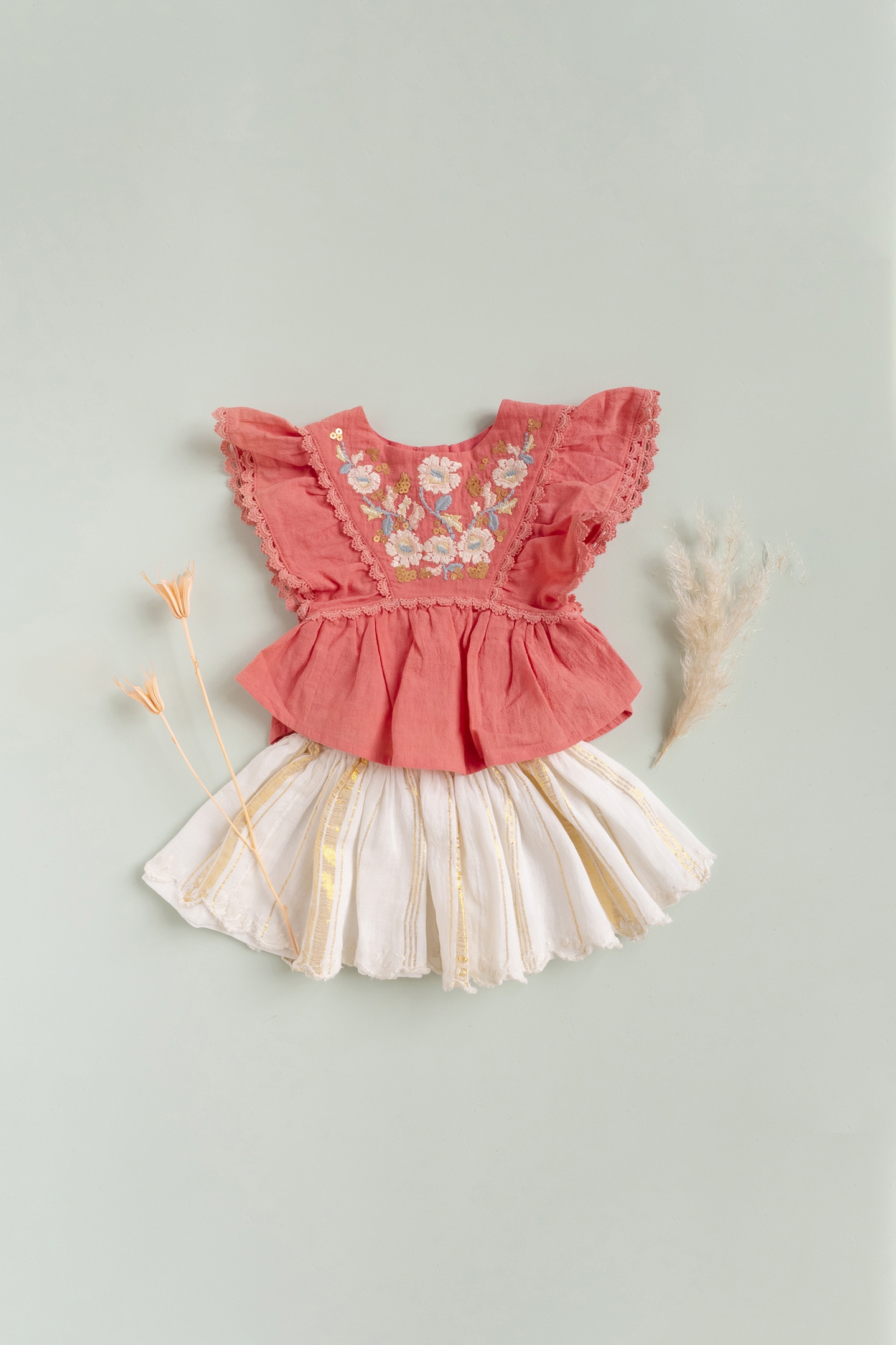 SKIRT SALINA WHITE & GOLD STRIPES 5