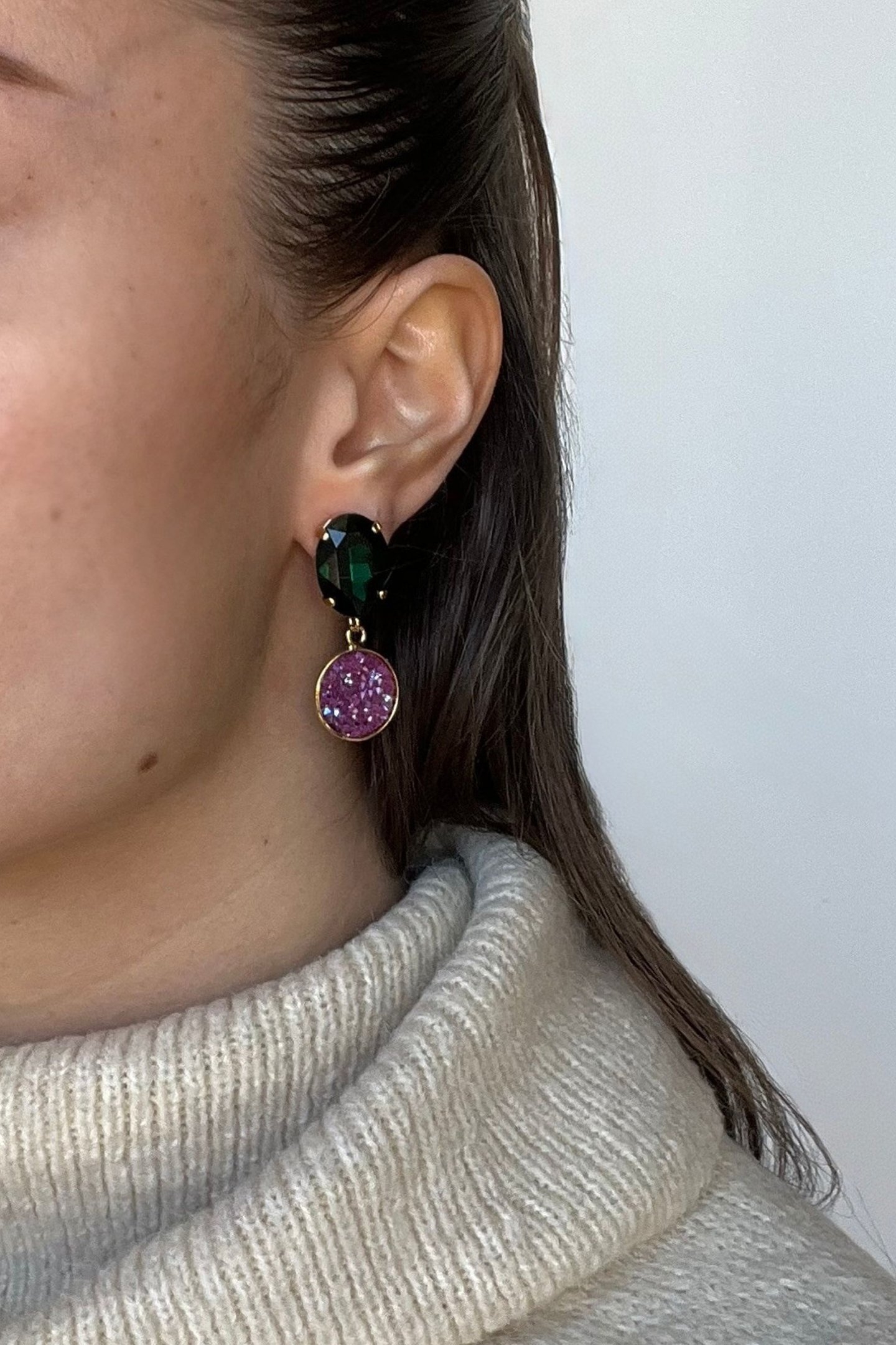 CLASSIC ROCKS EARRINGS LIGHT AMETHYST - BIG 2