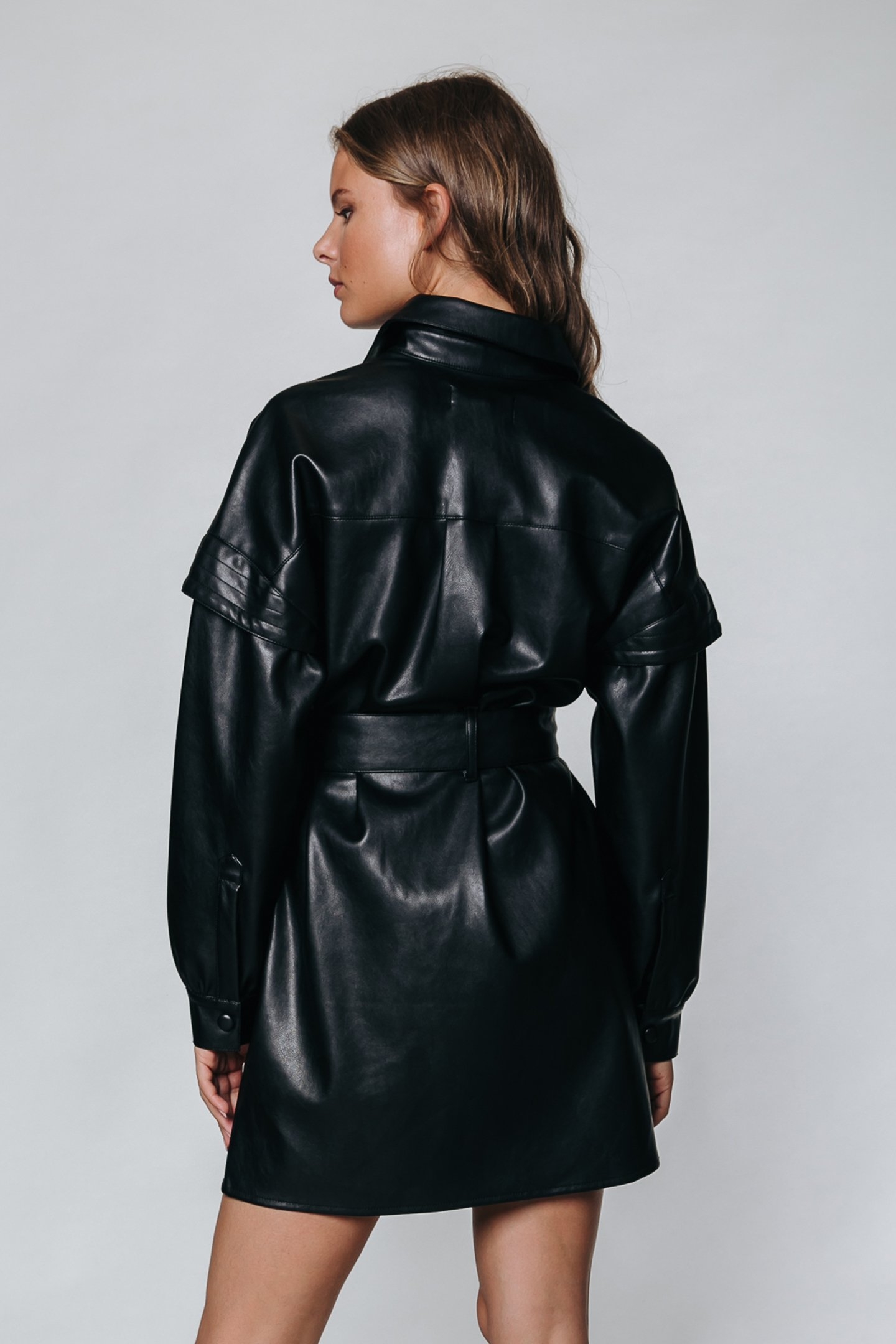 DARIN VEGAN LEATHER DRESS BLACK 2