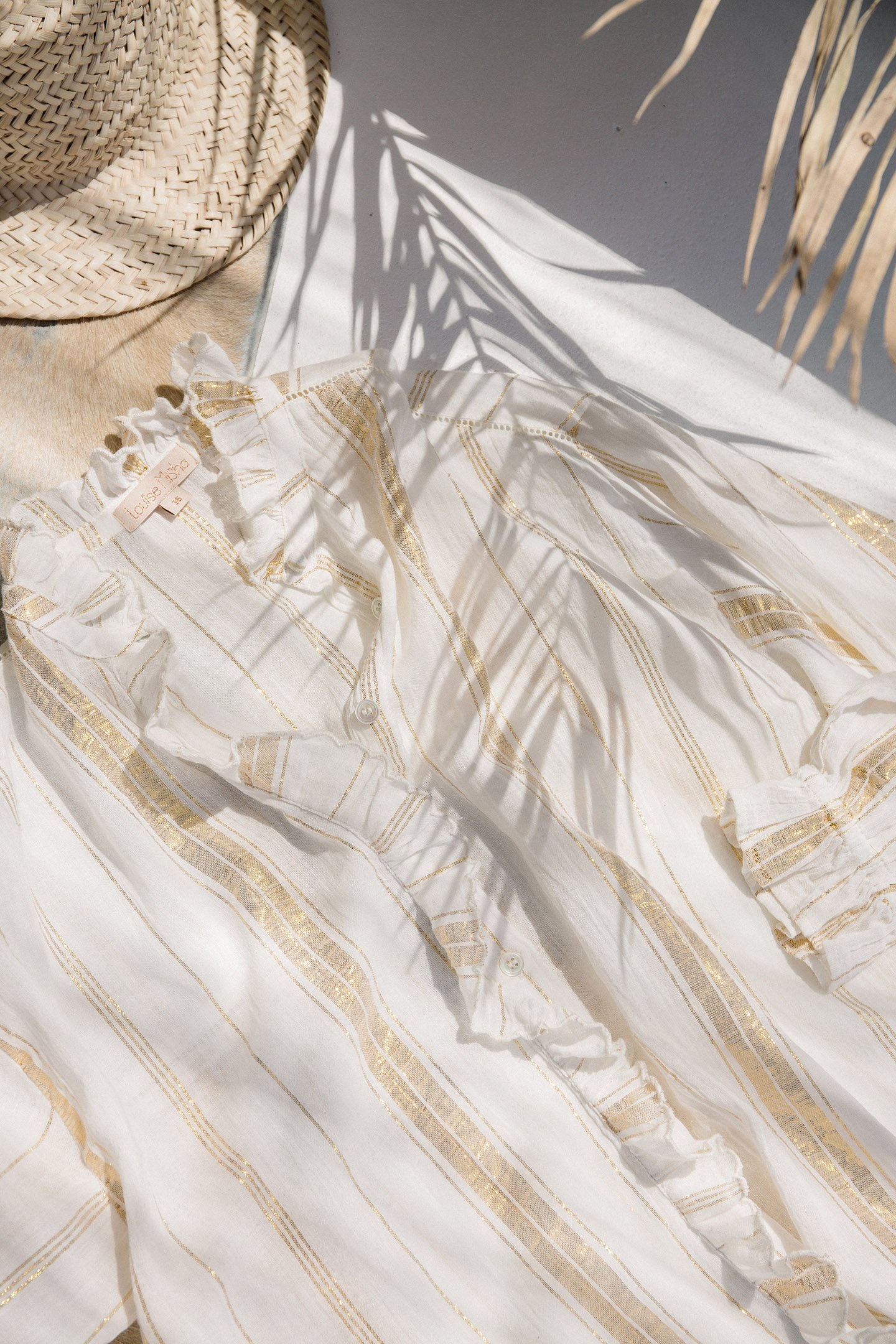 BLOUSE ILONKANIA WHITE & GOLD STRIPES 7