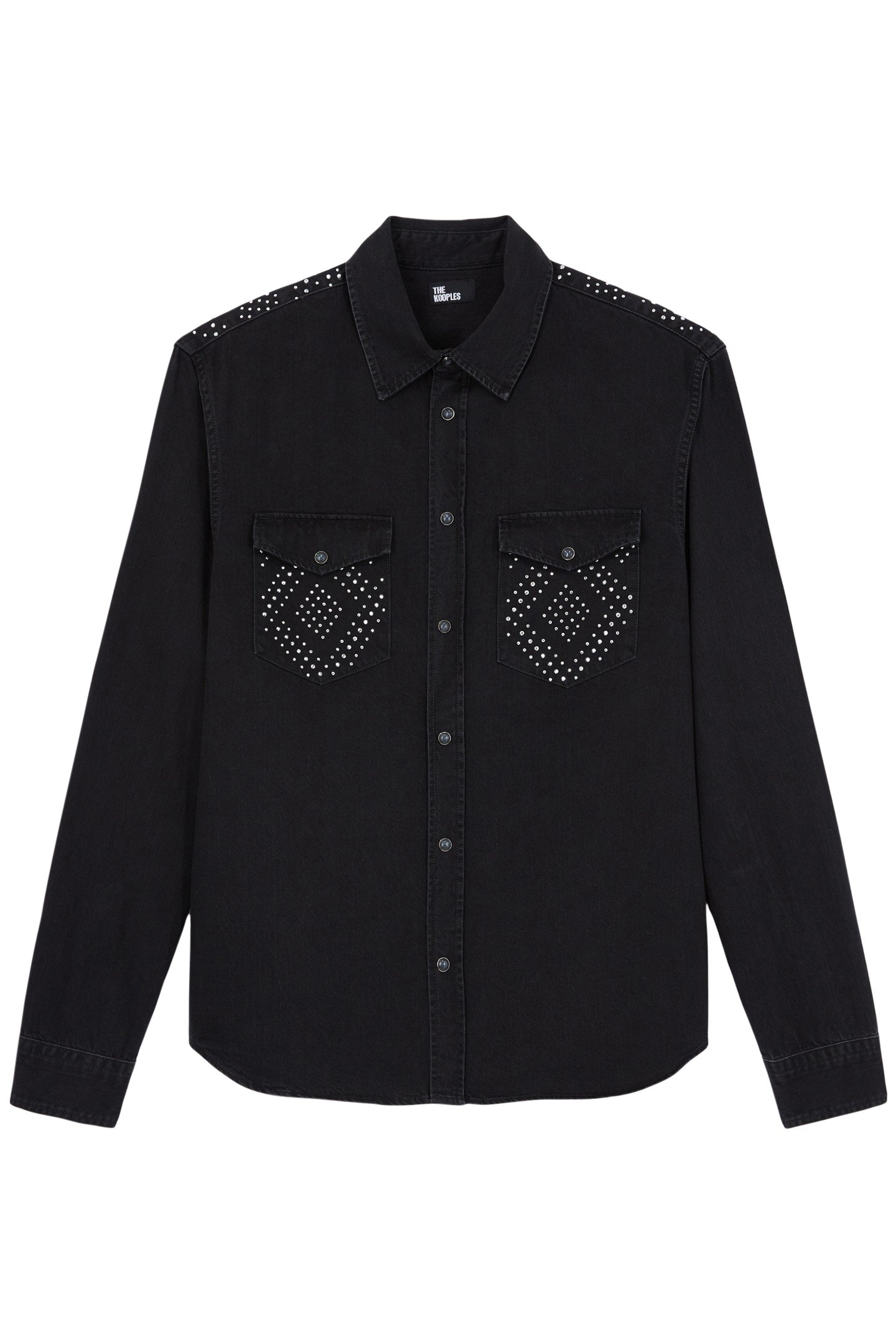 WESTERN BLACK DENIM SHIRT WITH STUD BLACK WASHED 1