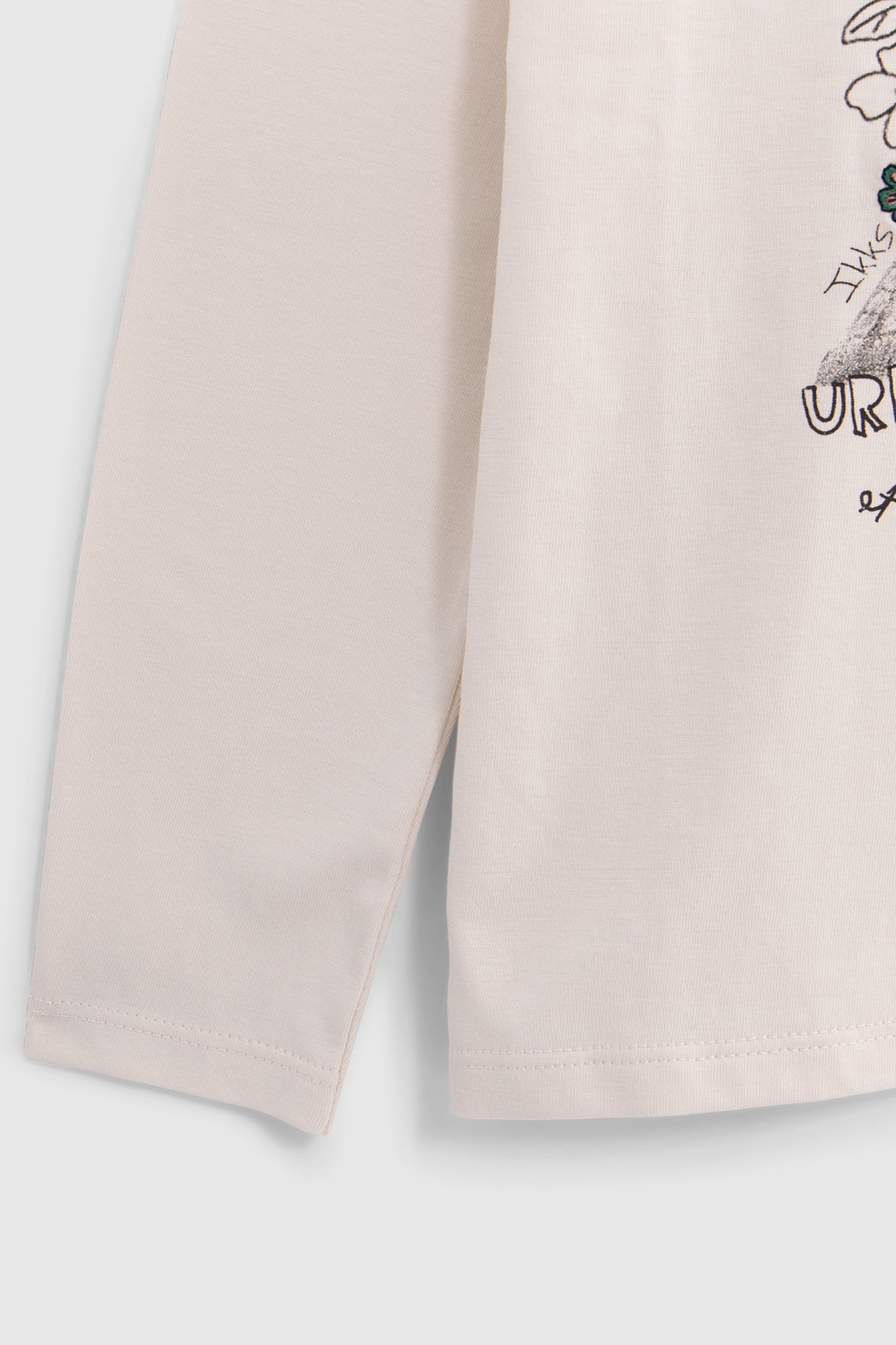 GIRLS' ECRU ORGANIC COTTON EMBROIDERED FLOWERS T-SHIRT 3