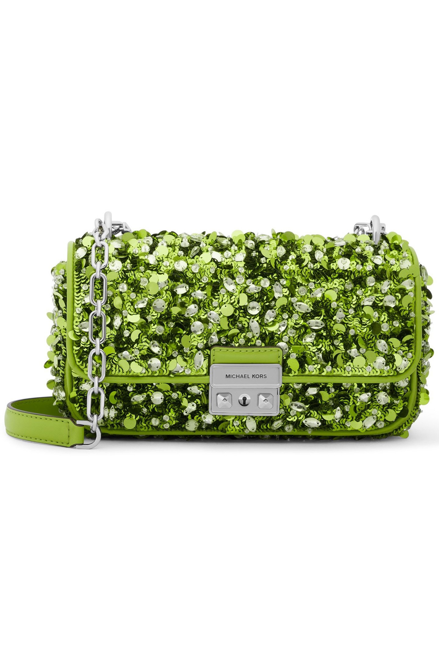 CHAIN SHOULDER BAG IN GREEN SEQUINS 1