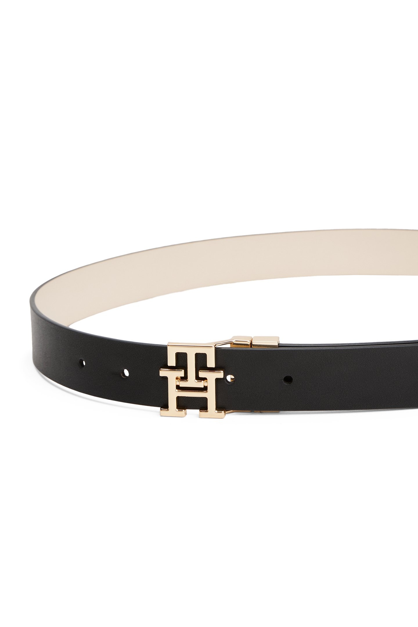 TH 3.0 REVERSIBLE LEATHER BELT BLACK/CLASSIC BEIGE 4