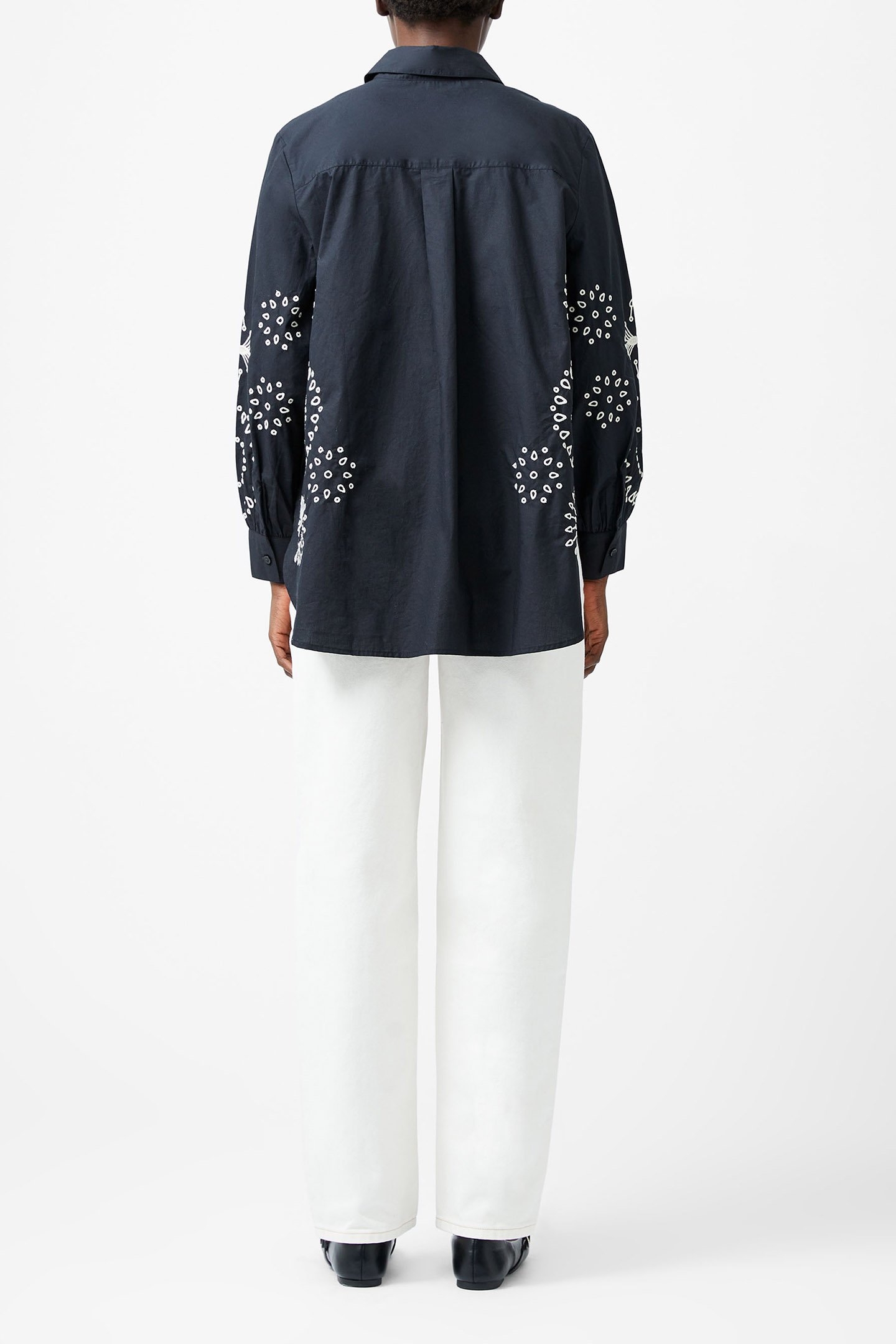 CAMBRIA COTTON EMBROIDERED TOP BLACK/CREAM 2
