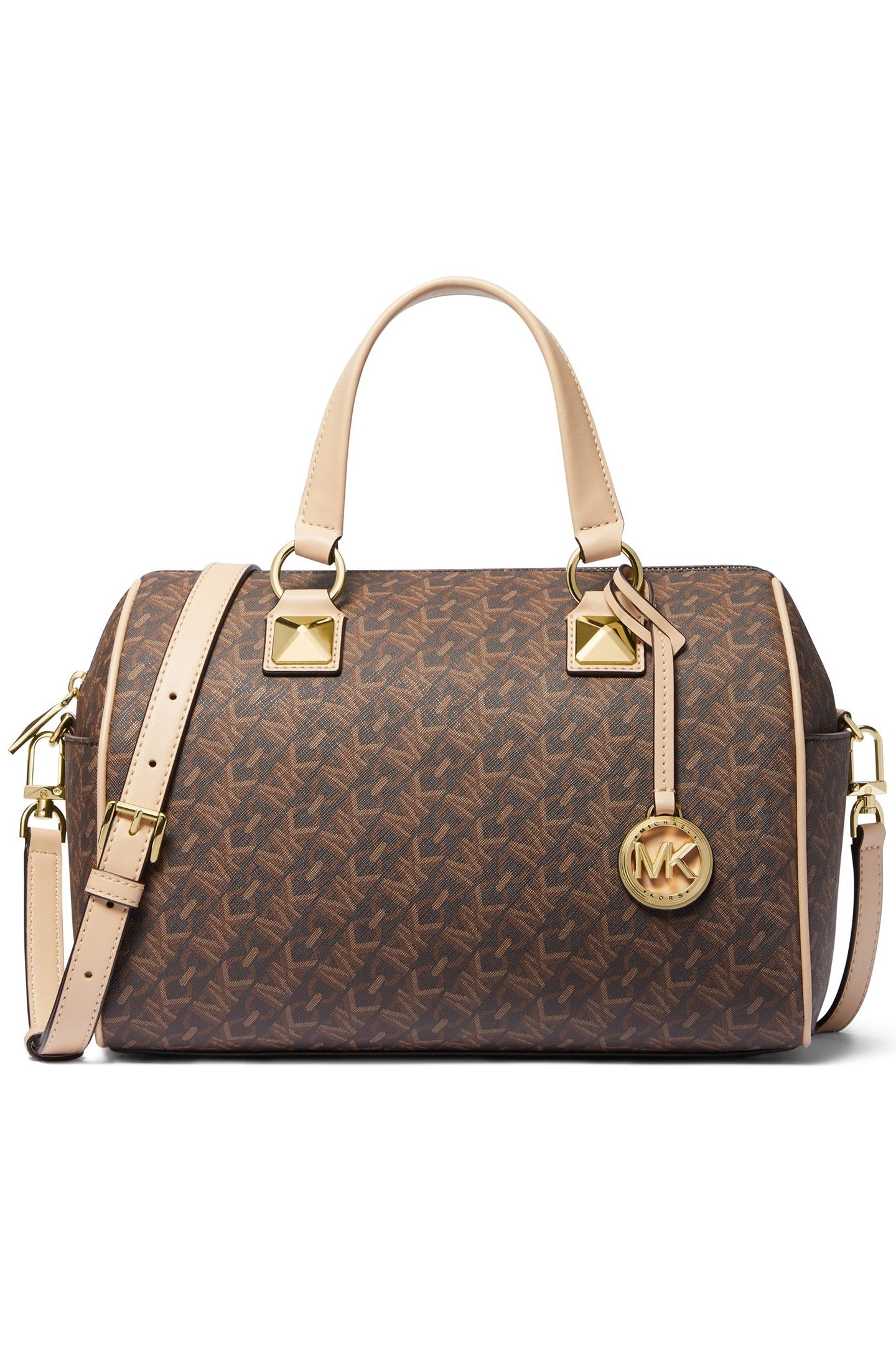 DUFFLE SATCHEL BAG IN BROWN LOGO PRINT 1