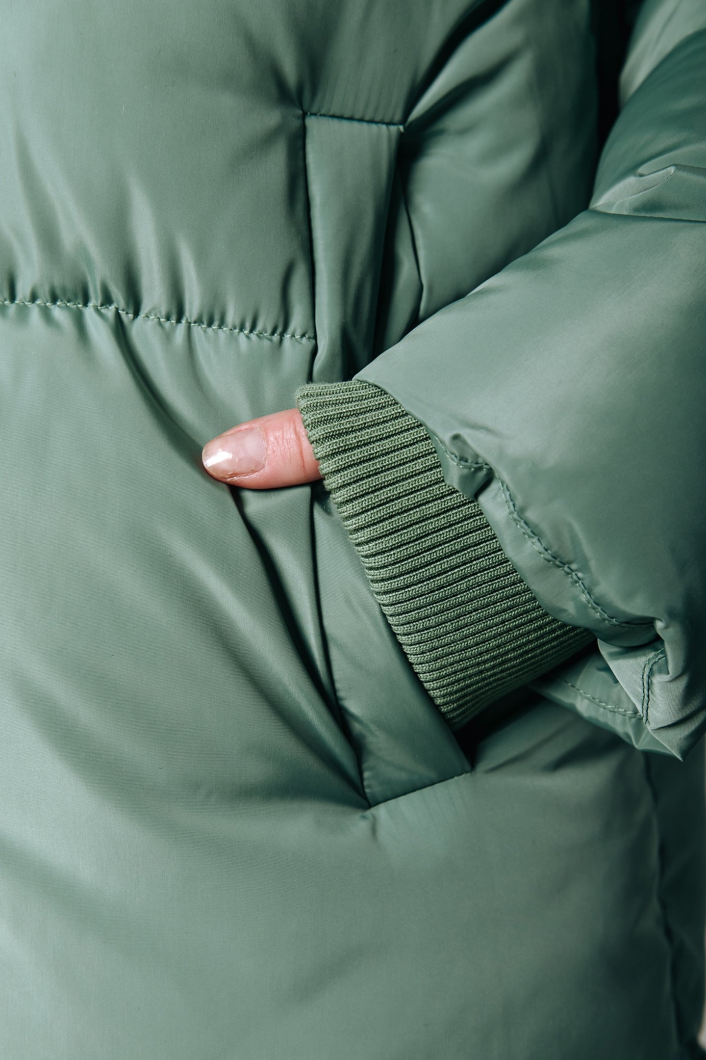 NORTH LONG PUFFER JACKET VINTAGE GREEN 5