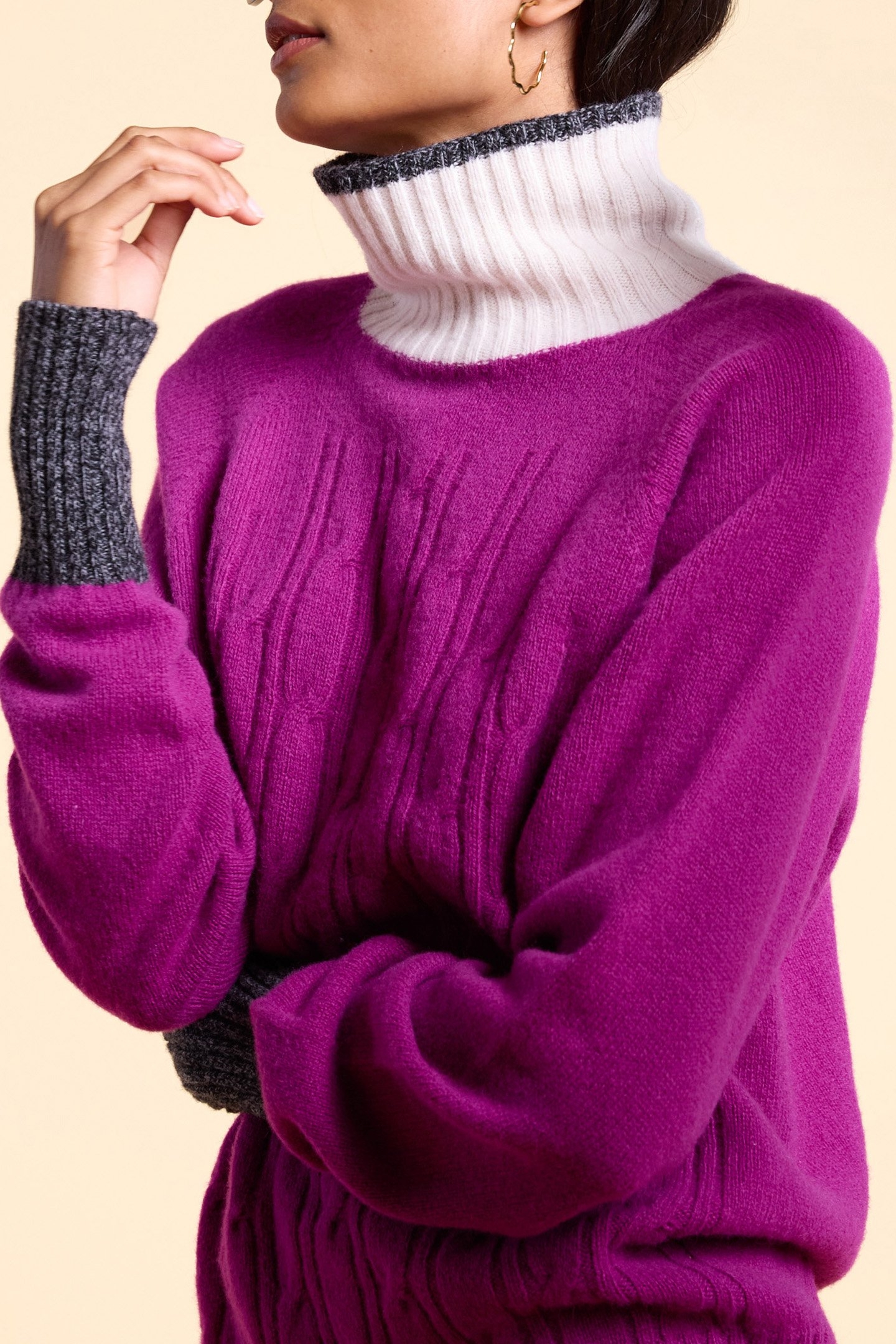 LAFRANÇAISE MAGENTA KNITTED SWEATER WITH TWISTS MAGENTA 5