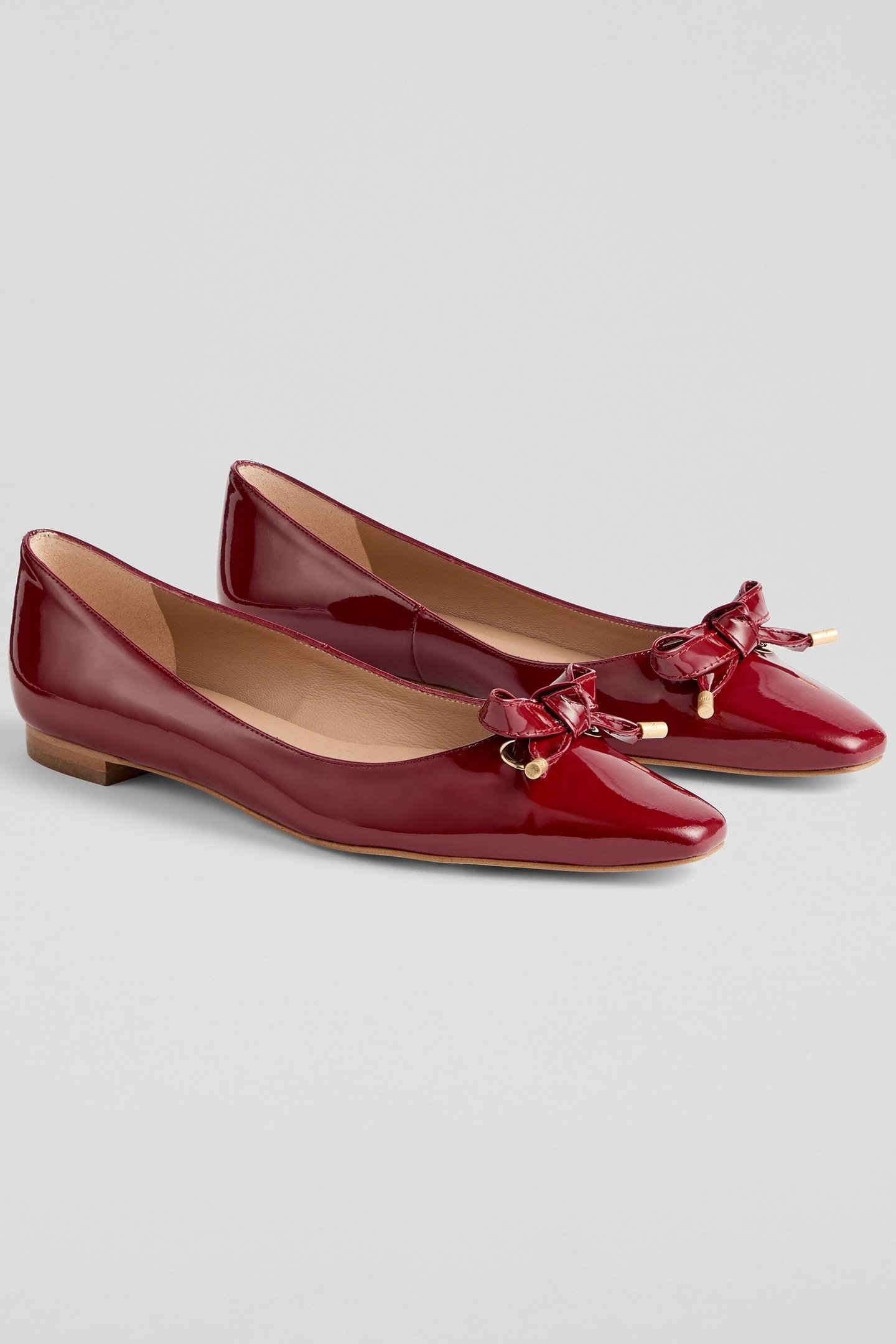 FL MABEL EYELET BOW FLAT RED 2