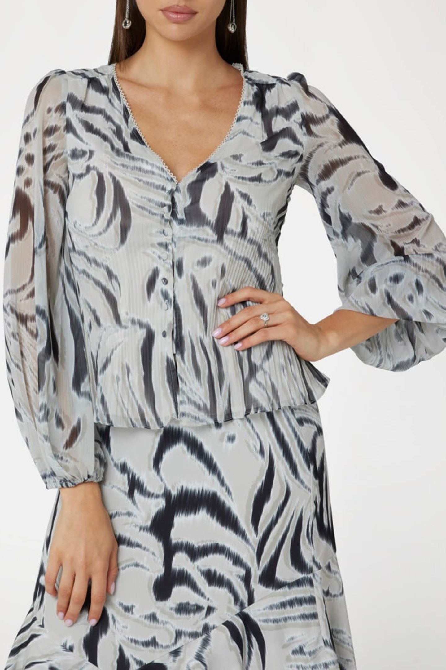 GUESS ECO YVETTE LS PLEATING T ZEBRA SKIN PRINT 6