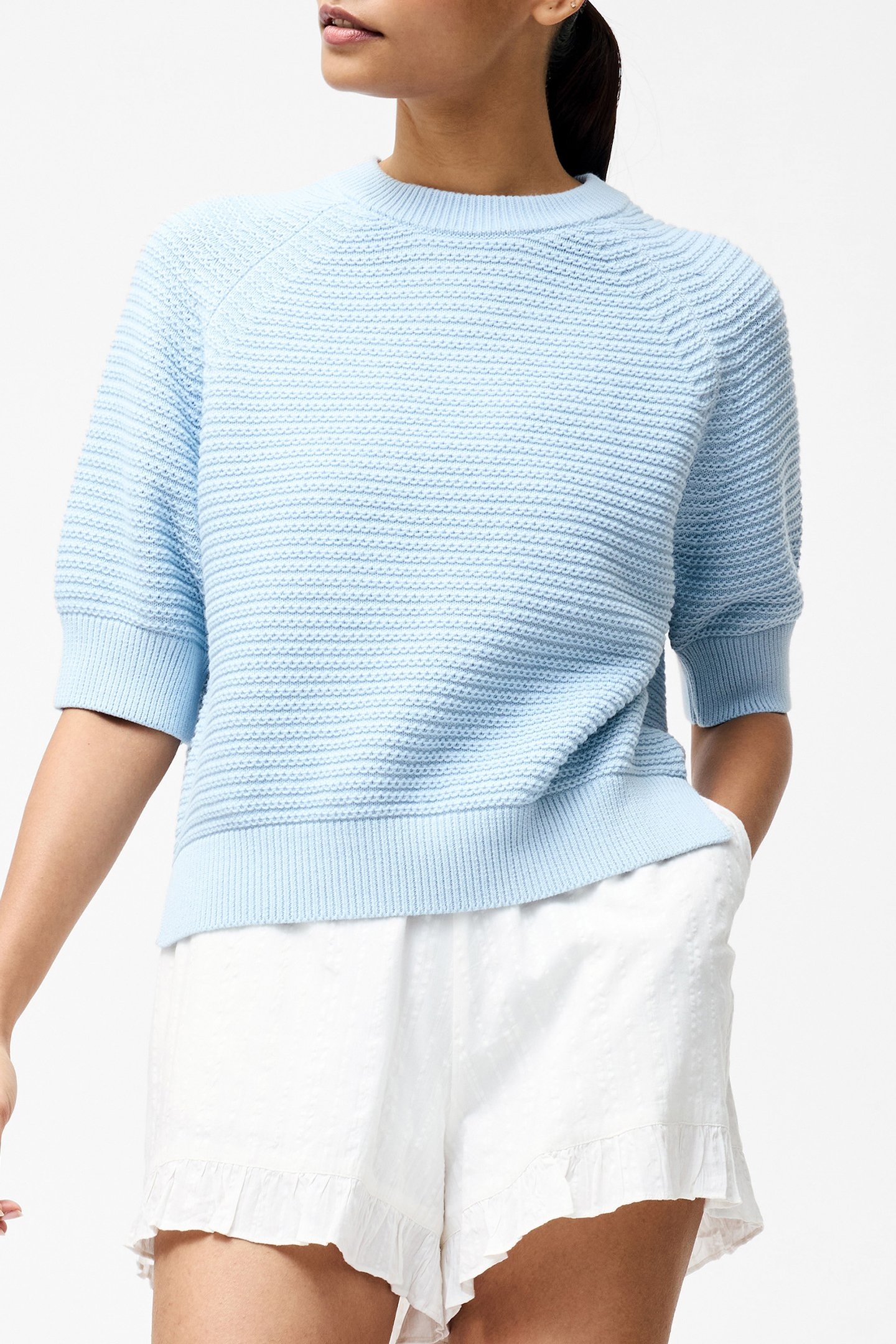 LILY SS HIGH NECK TOP SKY BLUE 1