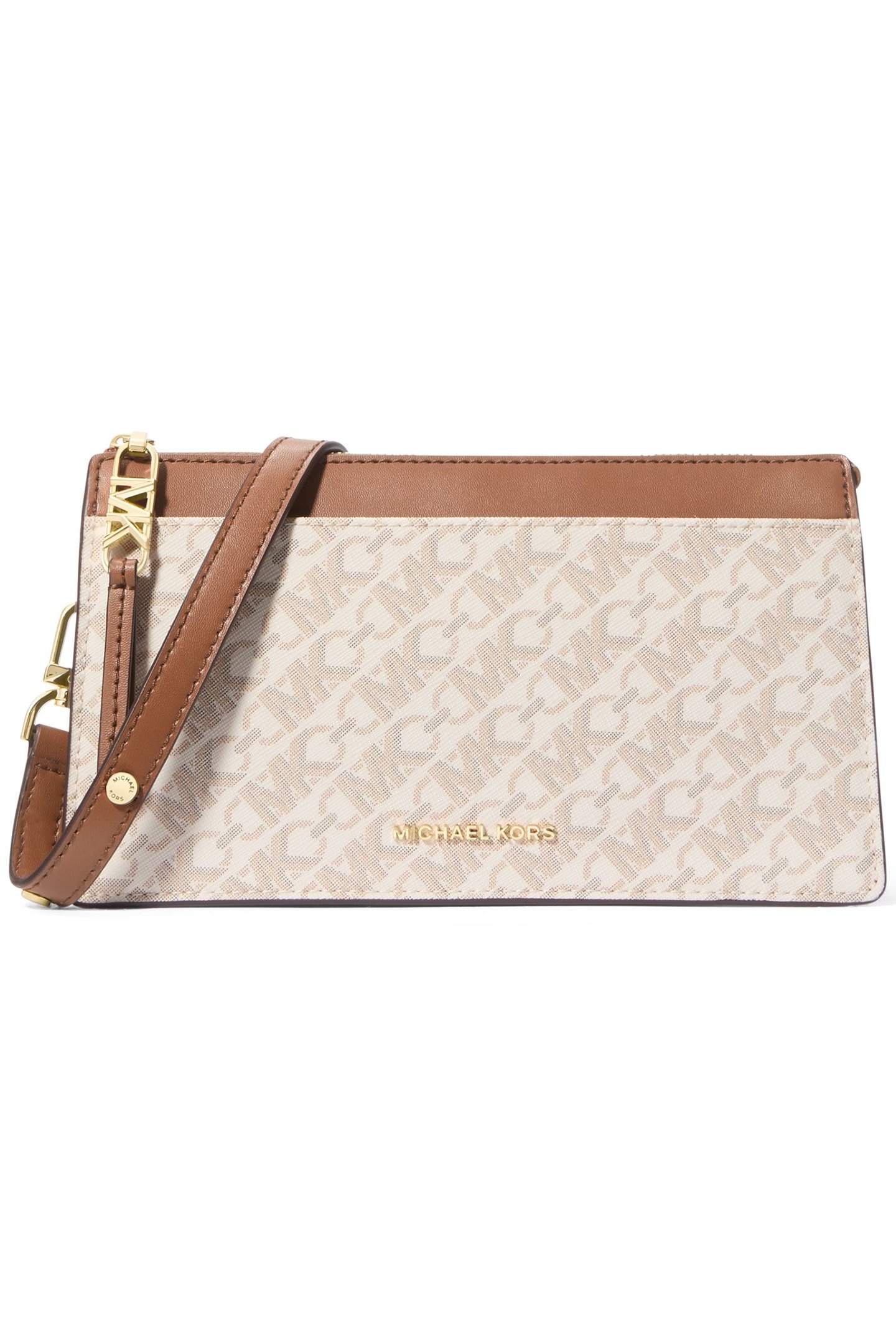 CROSS BODY BAG IN BROWN AND CREAM LOGO PRINT 1