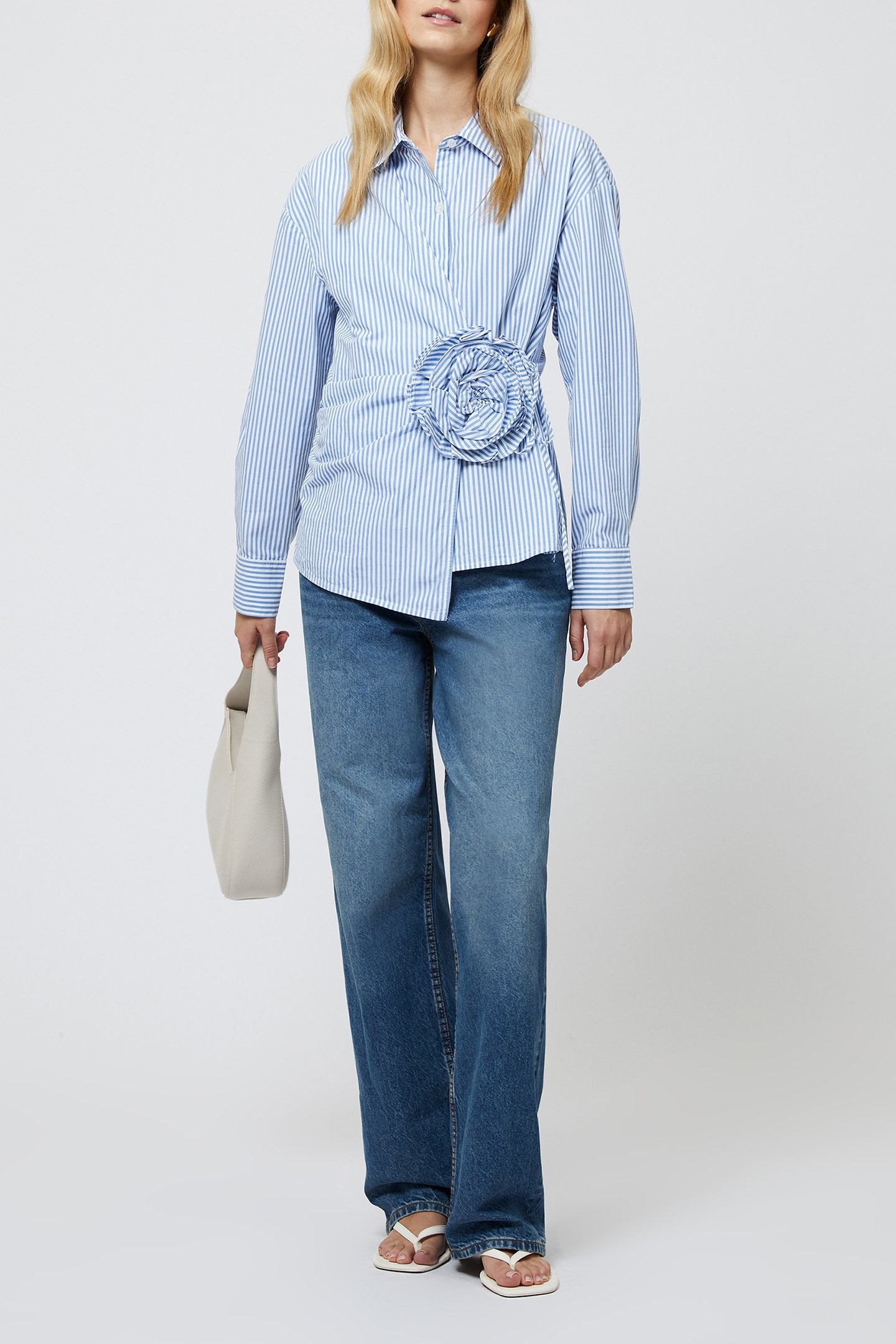 CAMBRIA COT STRIPE CORSA SHIRT BLUE/WHITE 2