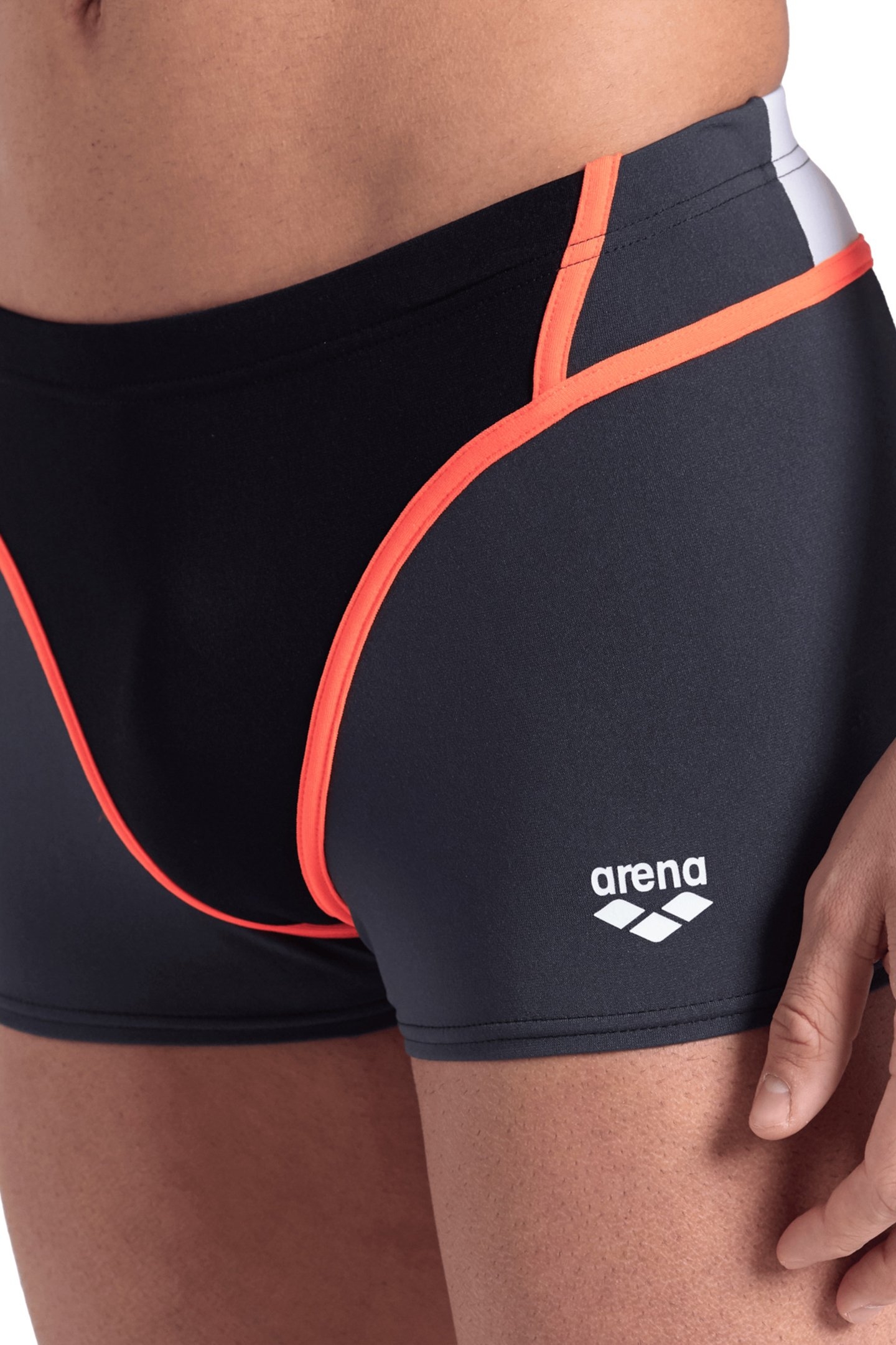 MEN'S ARENA ICONS SWIM SHORT PANEL ASPHALT BLACK WHITE BRIGH 4