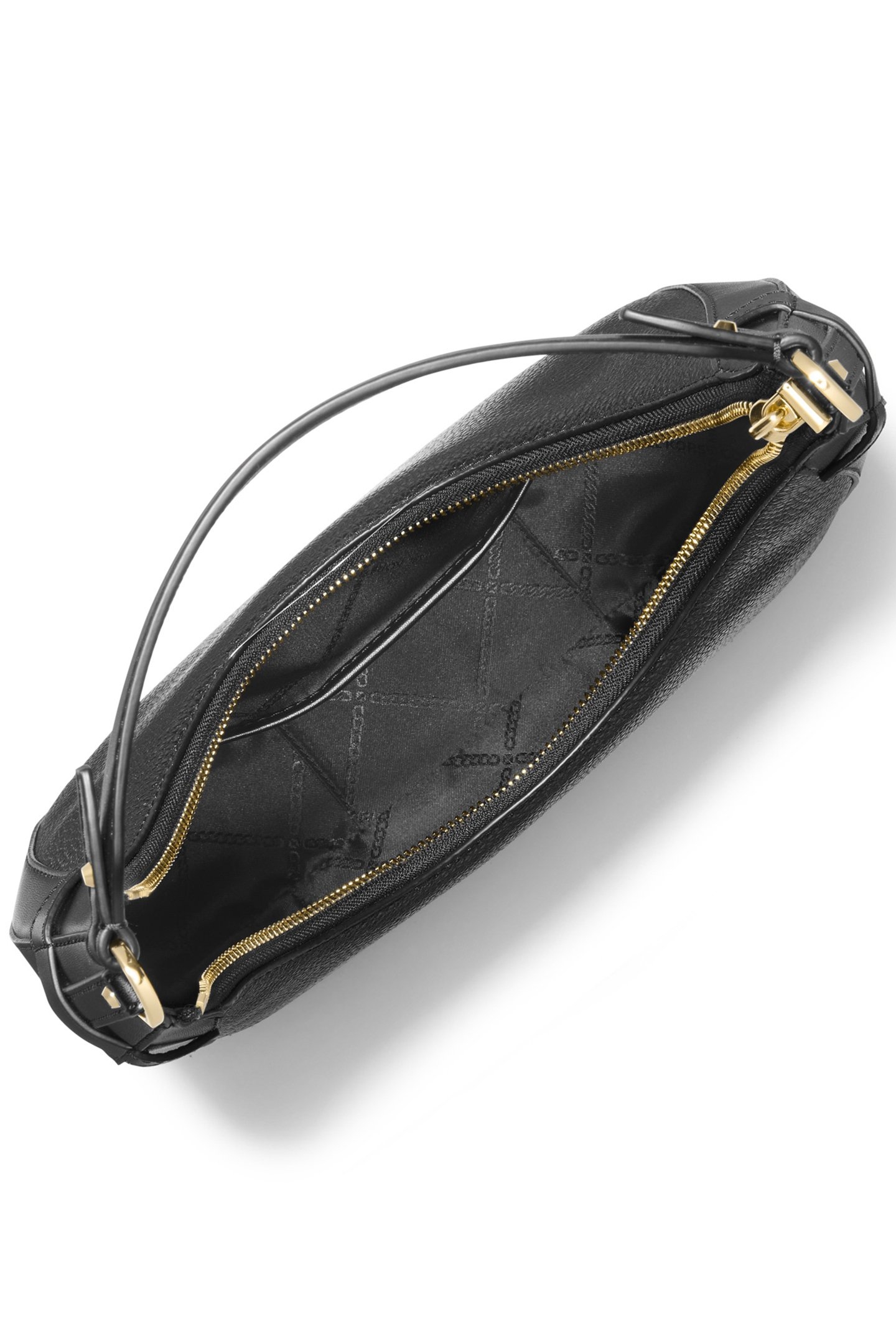 CRESCENT TOP ZIP SHOULDER BAG IN BLACK LEATHER 3