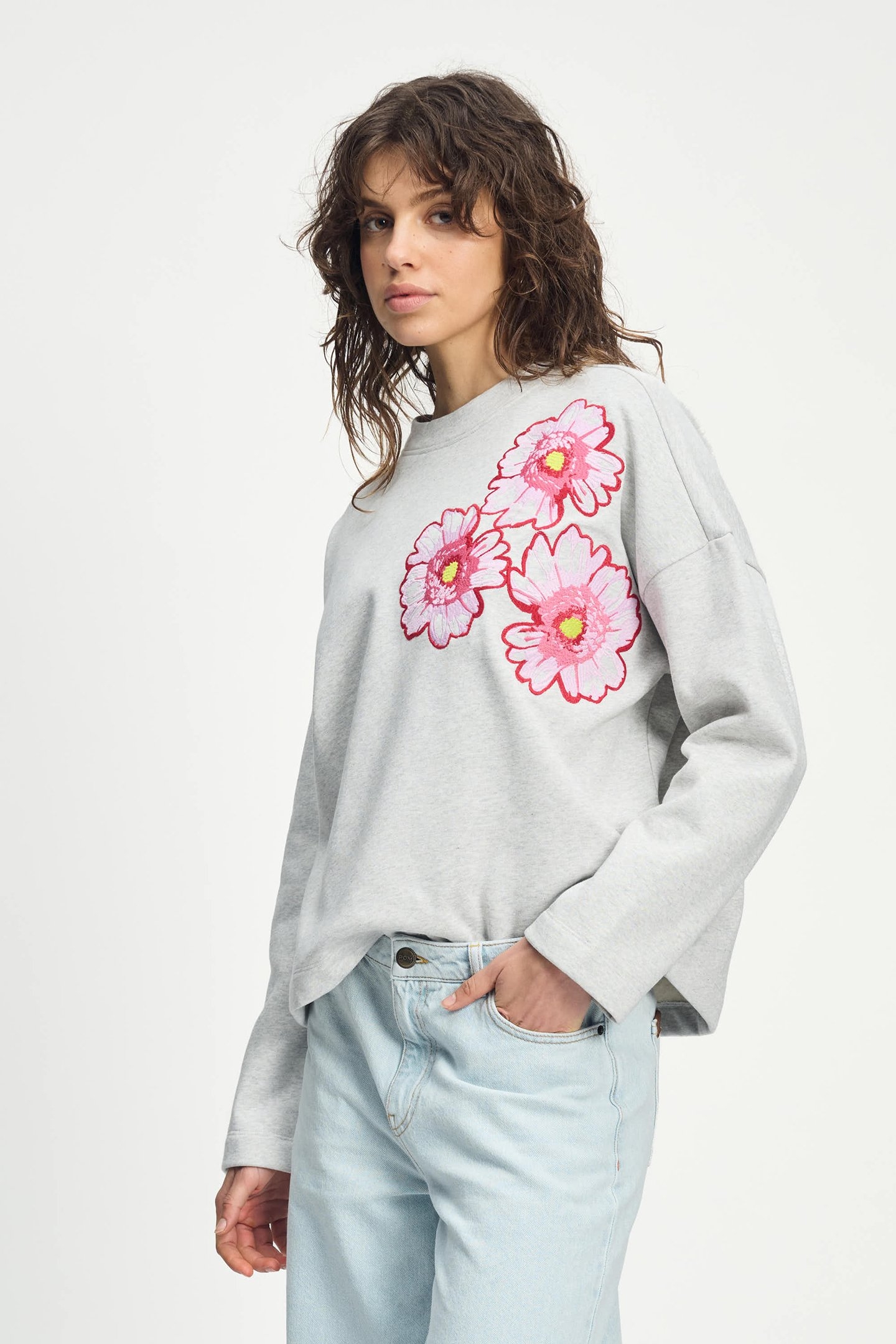 SWEATER - FLORAL GREY MELANGE 5