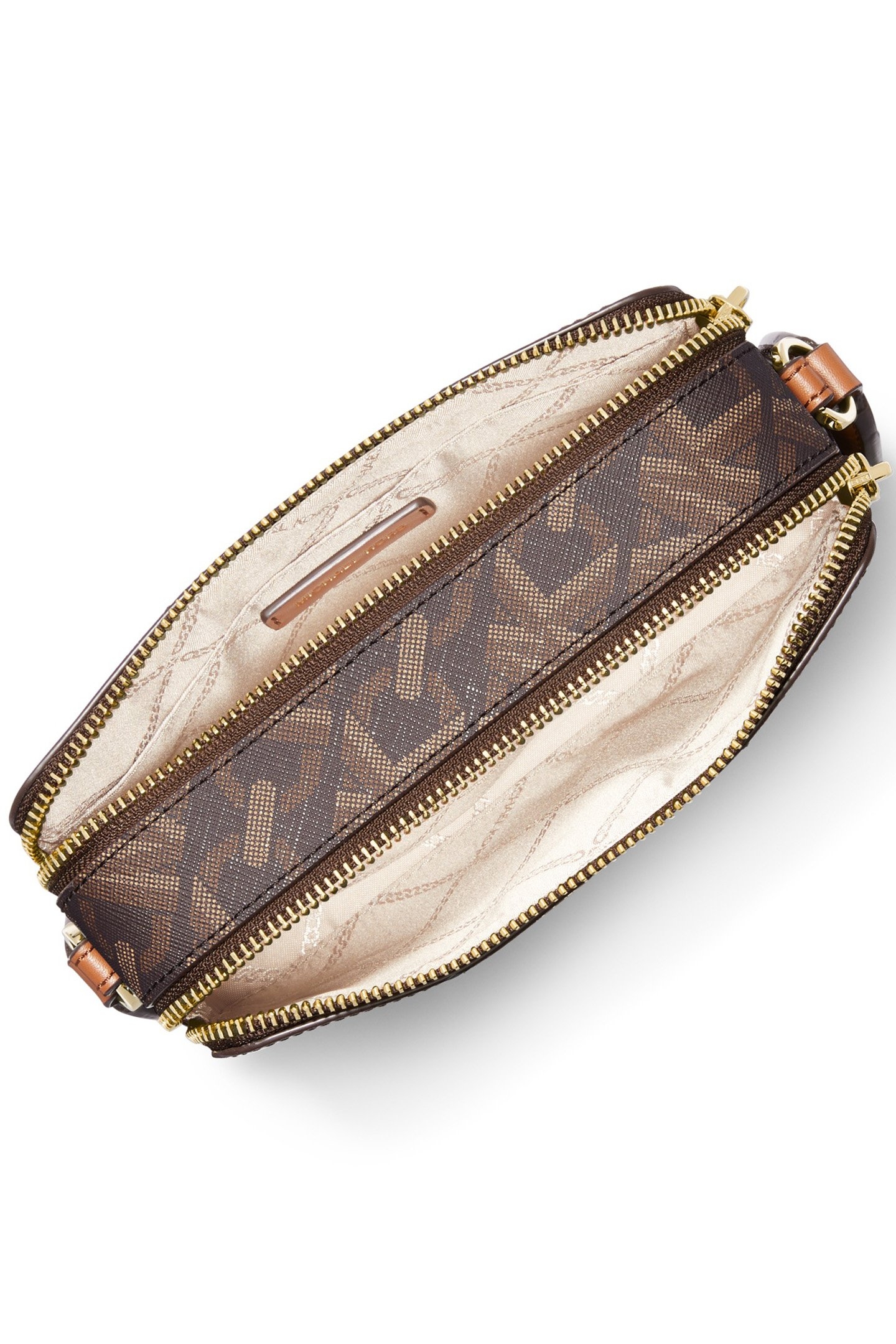 SMALL DOUBLE ZIP CAMERA CHAIN CROSS BODY BAG IN BROWN 4