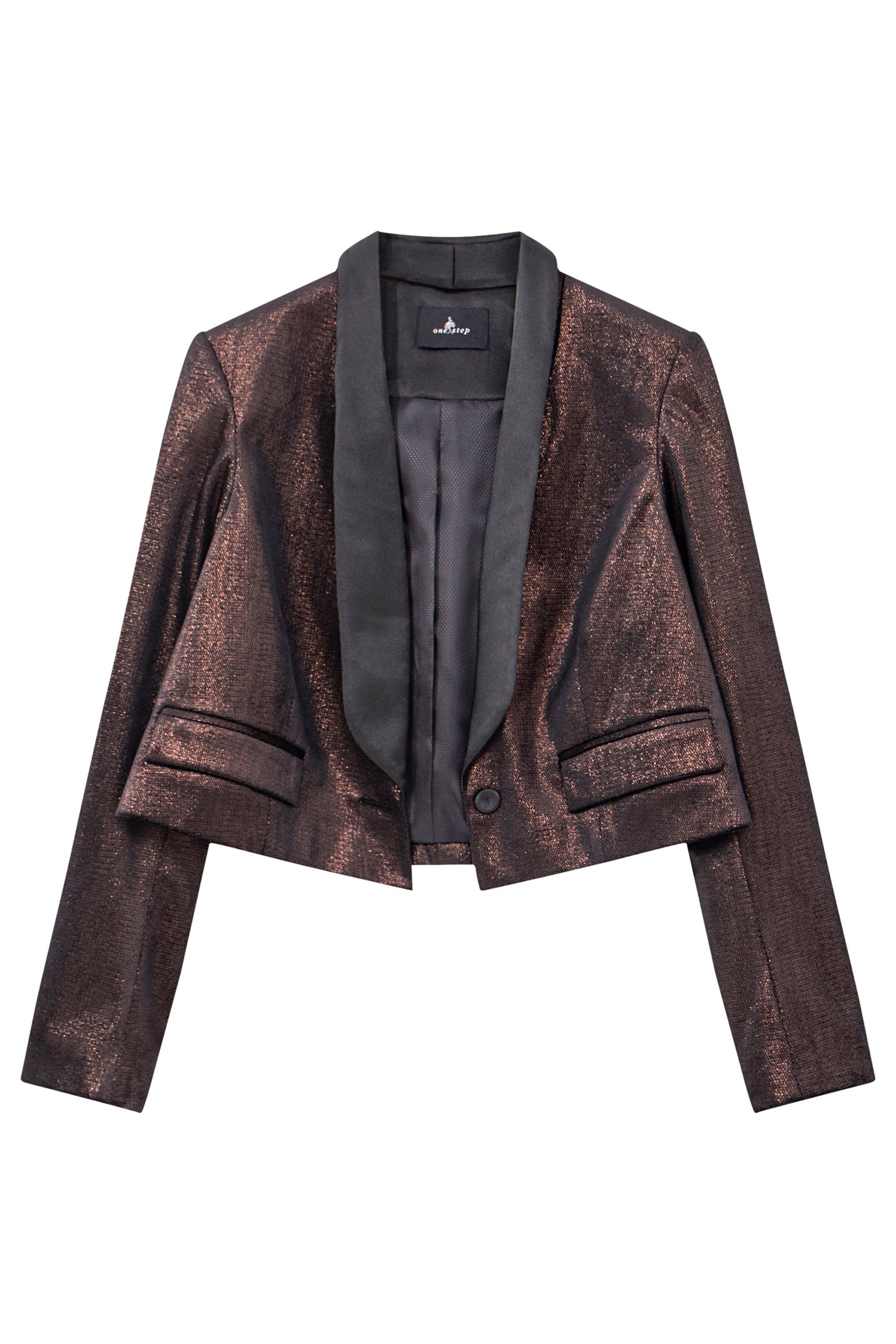 VELMA - SHORT IRIDESCENT CHOCOLATE JACKET 1