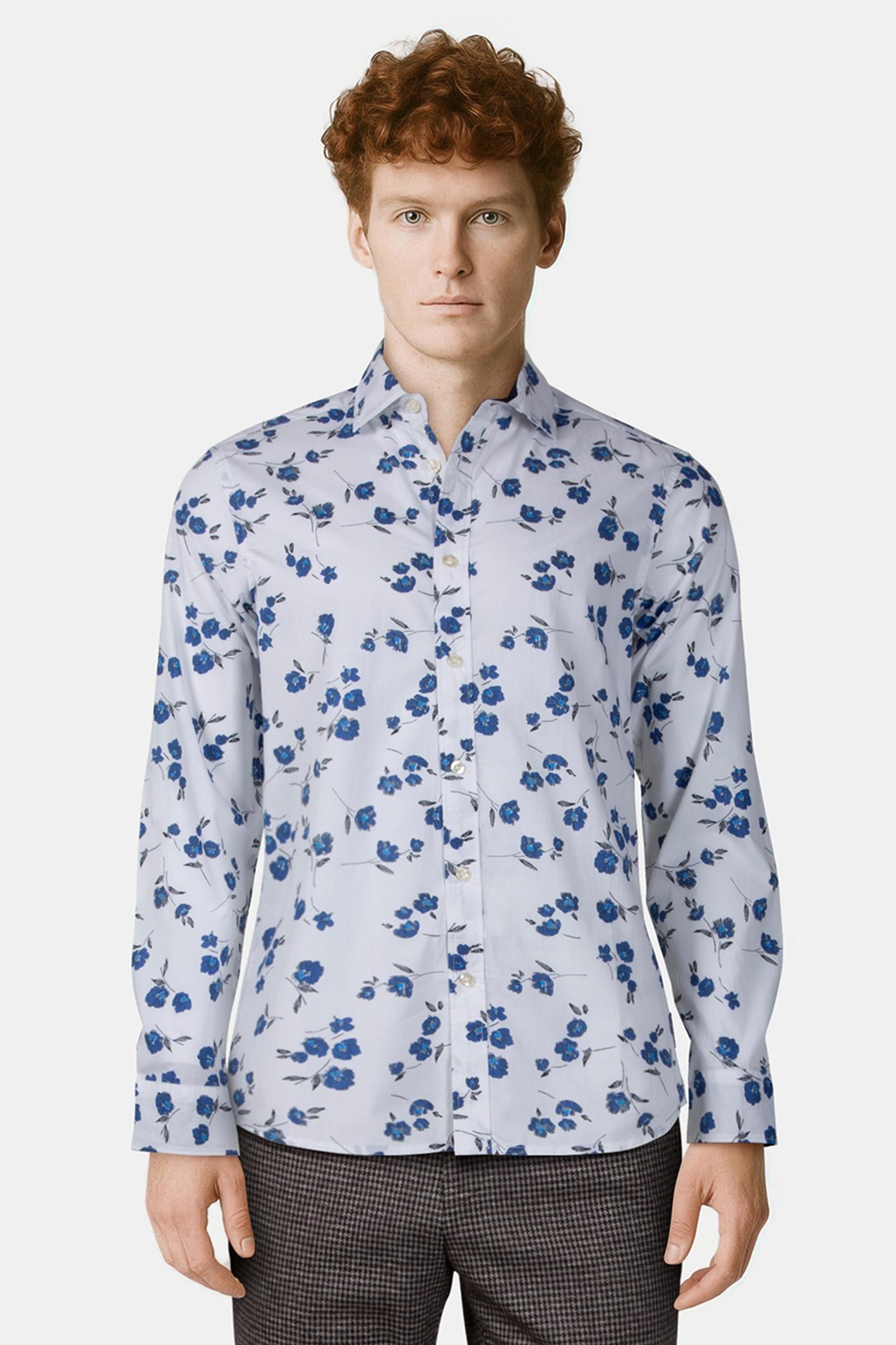 LARGE FLORAL CUT LONG SLEEVE SHIRT WHITE 1