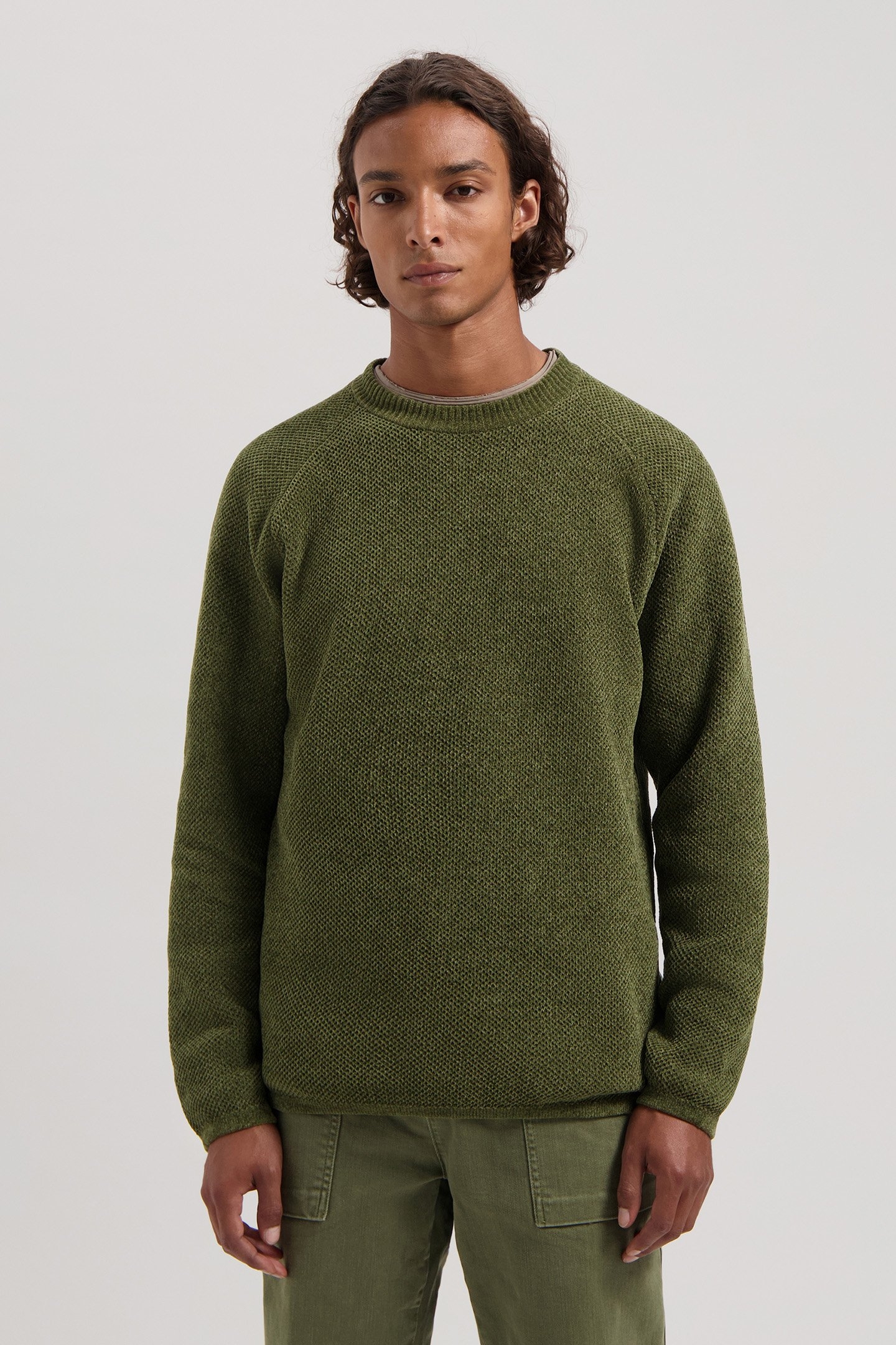 DS_CHENILLE KNIT CREWNECK OLIVE NIGHT 1