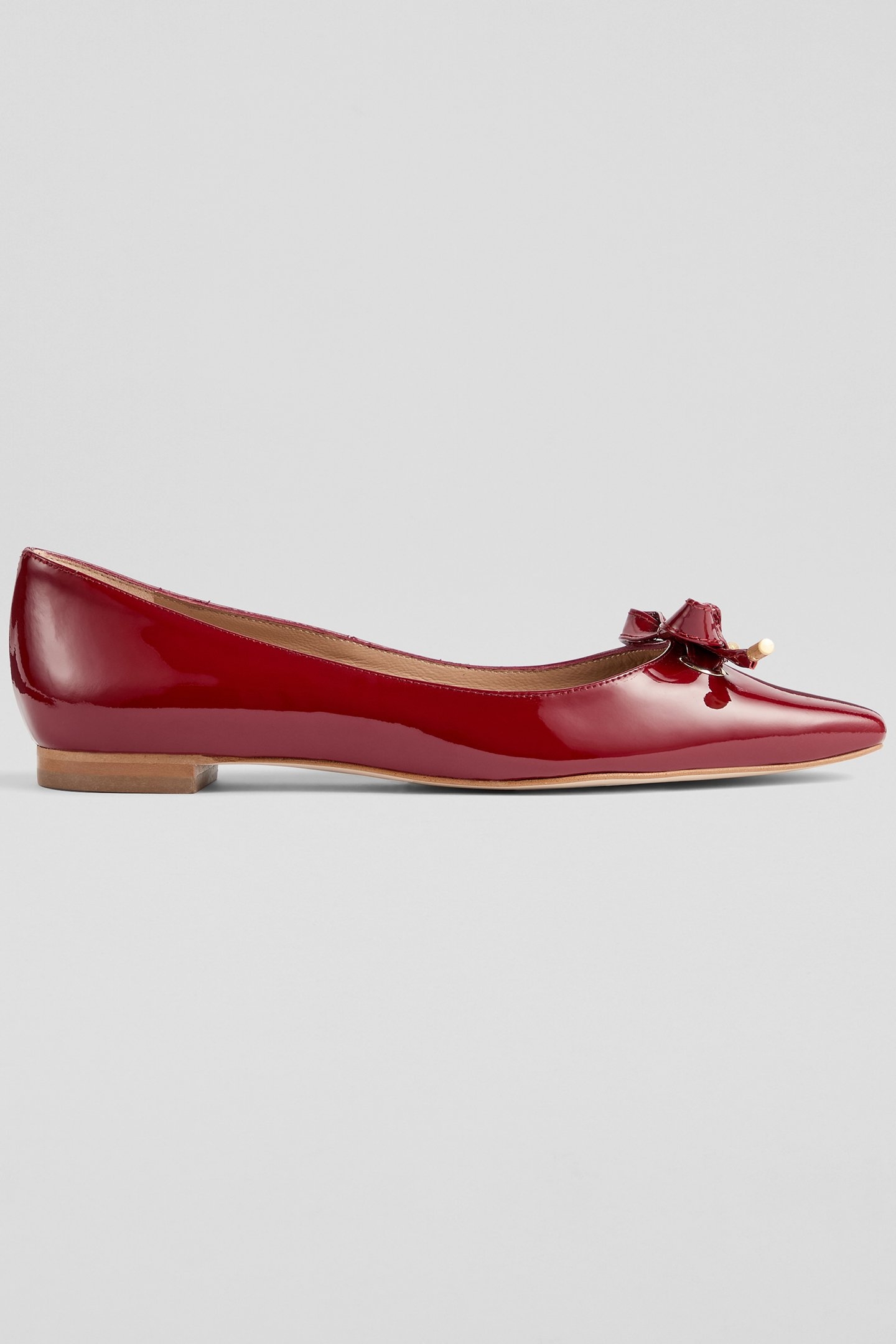 FL MABEL EYELET BOW FLAT RED 1