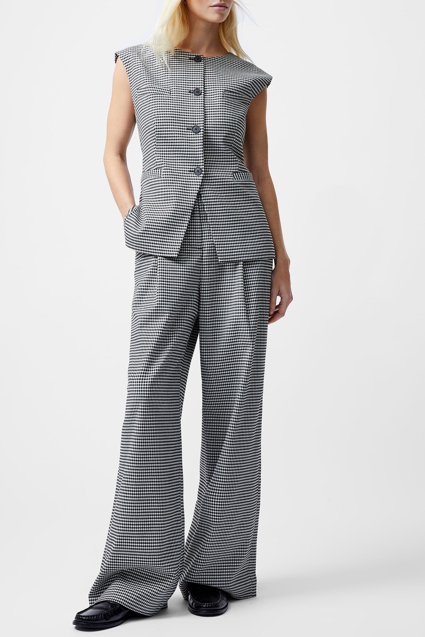 HOLDEN HOUNDSTOOTH WAISTCOAT BLACK/ECRU 2