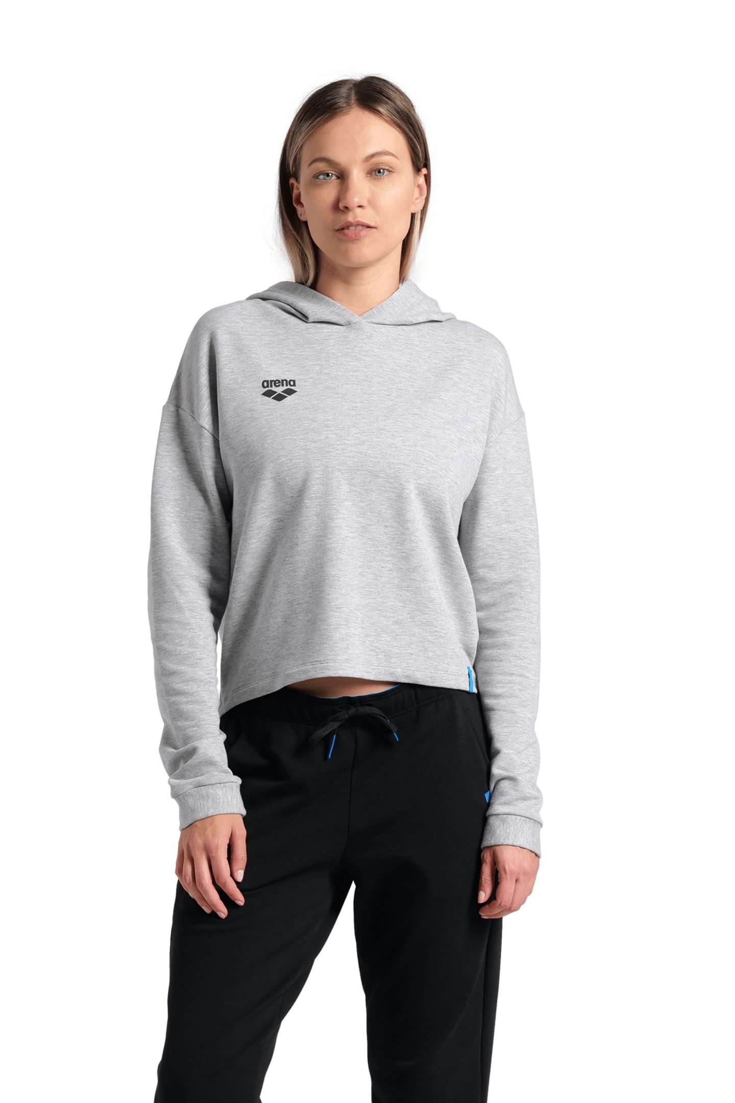 WOMEN'S HOODED SWEAT FLEECE MEDIUM GREY HEATHER 1