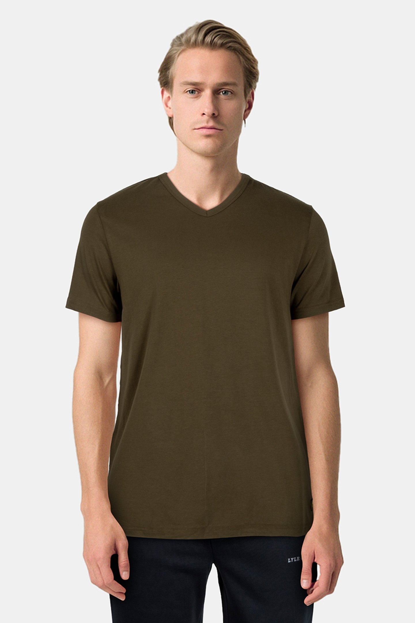BASIC 3 PACK V NECK T-SHIRT WHITE/OLIVE/GUNMETAL 4