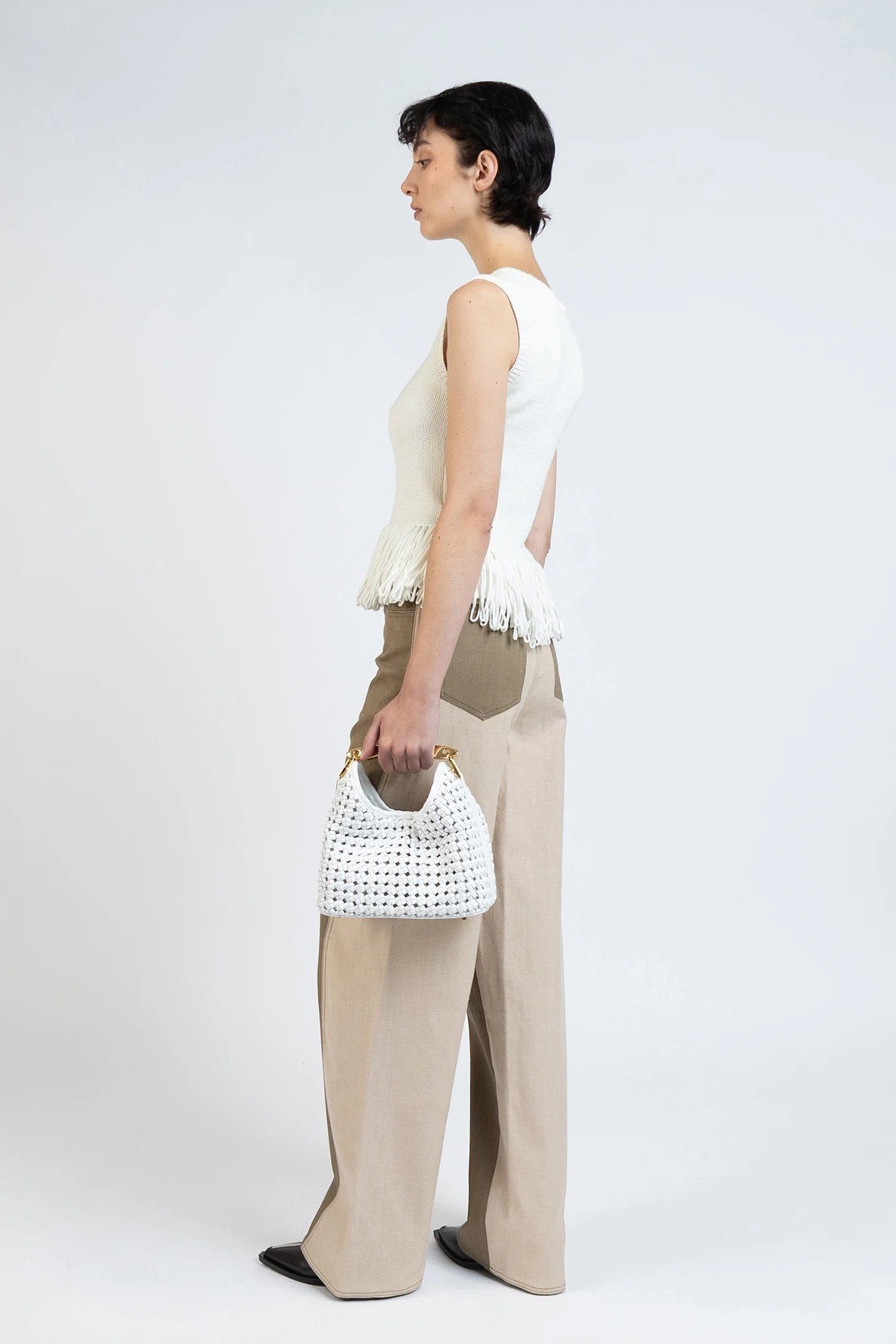 KNIT VEST TOP WITH FRINGE OFF WHITE 4