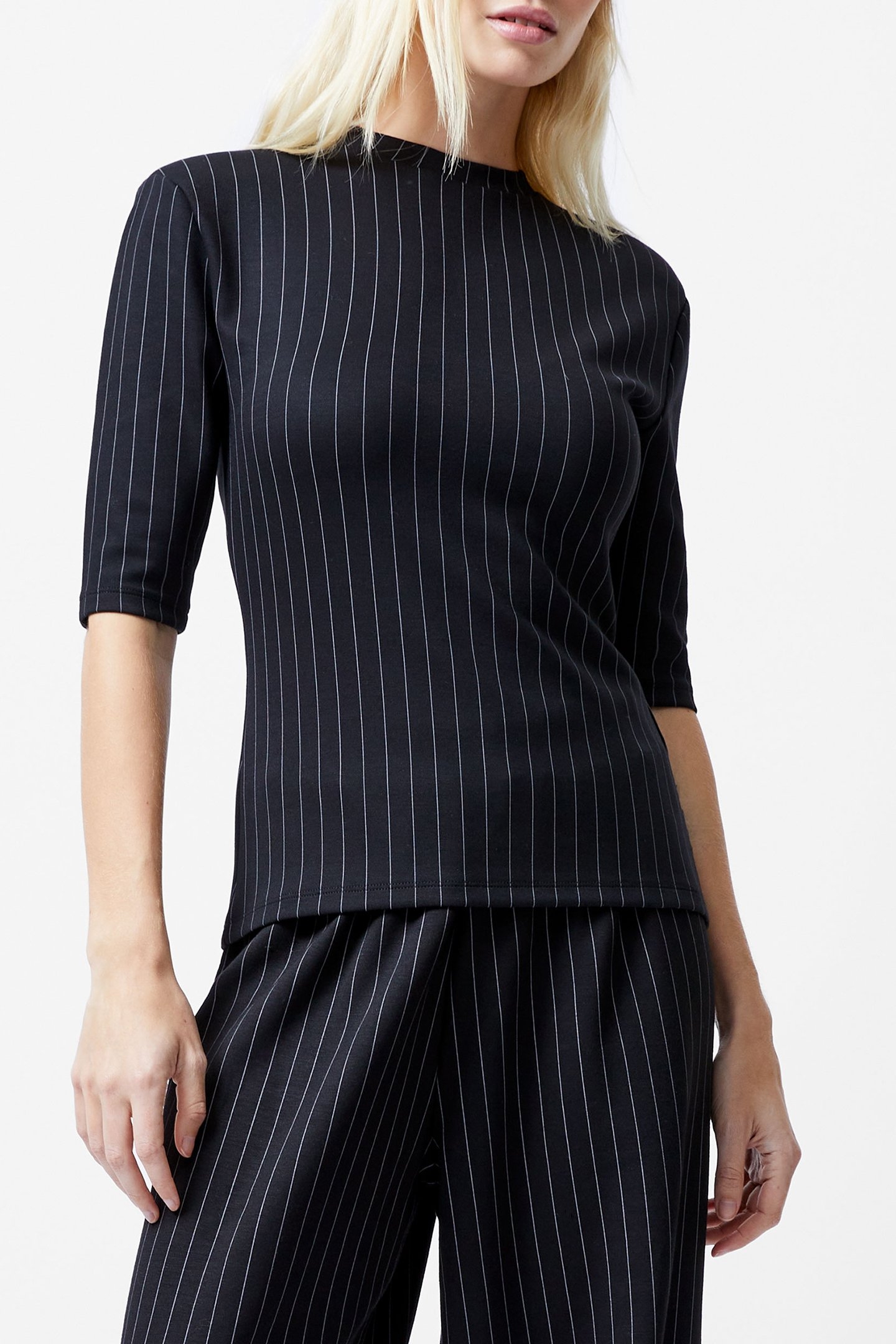 REGINA JERSEY SHOULDER PAD TEE BLACK/WHITE 1