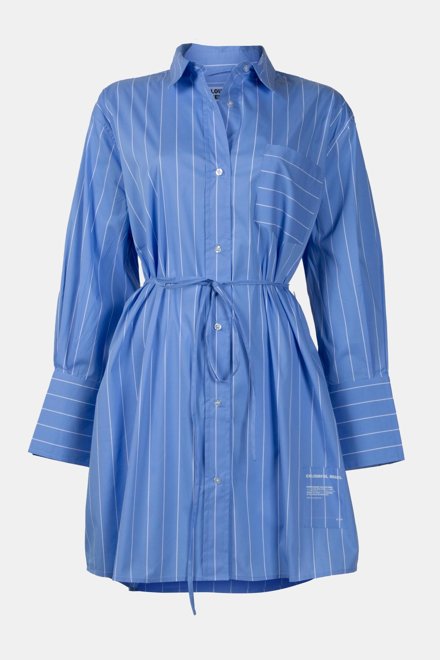 BRIENNA STRIPED BLOUSE DRESS LS BLUE 3