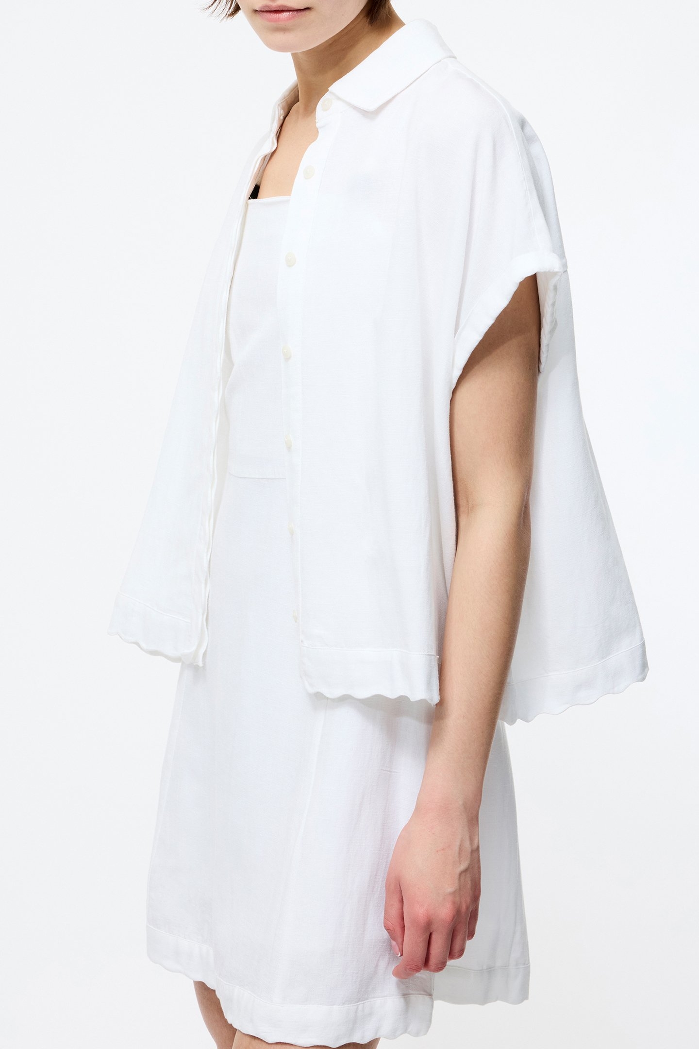 ARIETTE LINEN SHORTS SLV SHIRT LINEN WHITE 4
